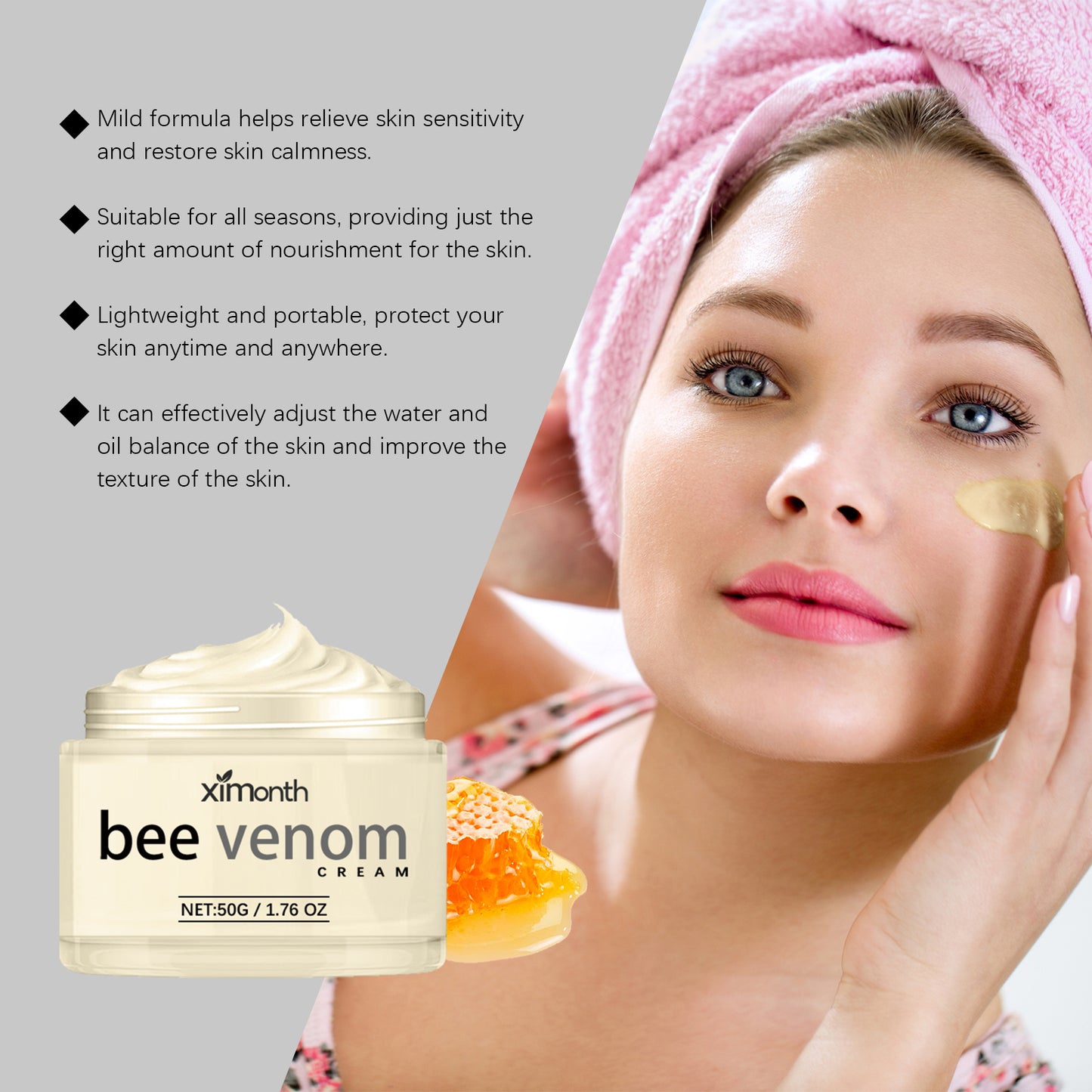 ximonth Bee Venom Anti-Wrinkle Firming Cream Facial skin moisturizing and hydrating cream for reducing fine lines and lifting skin tone
