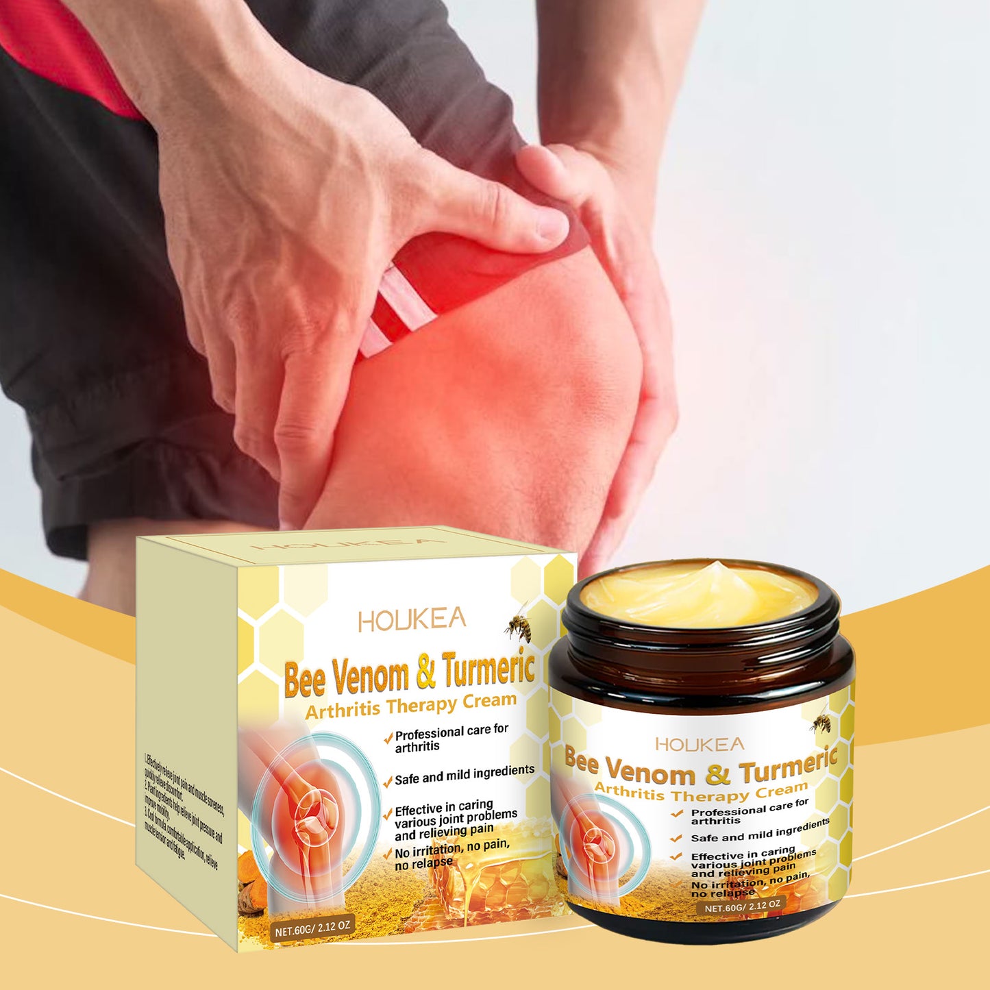 Houkea Turmeric Joint Relief Cream Gentle Care Nourishing Joint Relief Hand and Foot Joint Discomfort Massage Cream