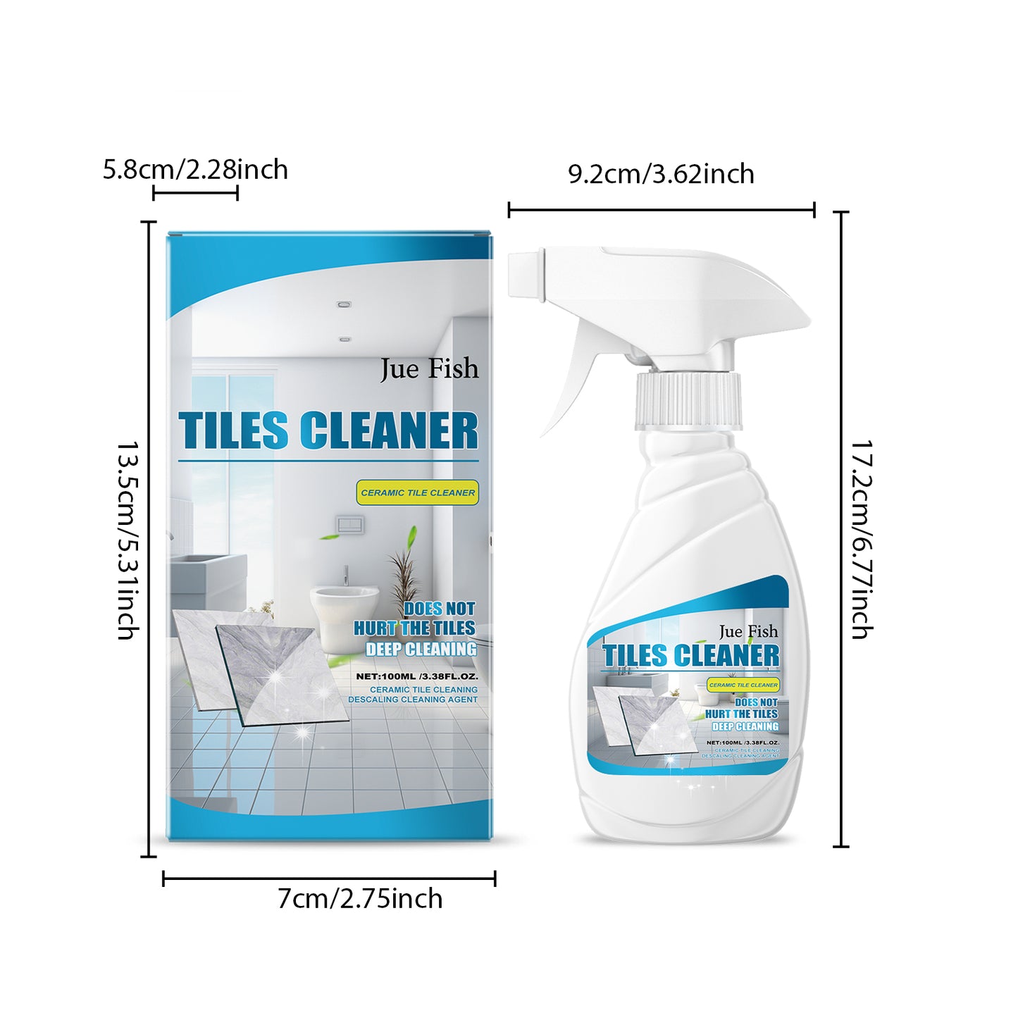Jue-Fish Tile Cleaner Bathroom Tile Floor Marble Bright Powerful Dirt Remover