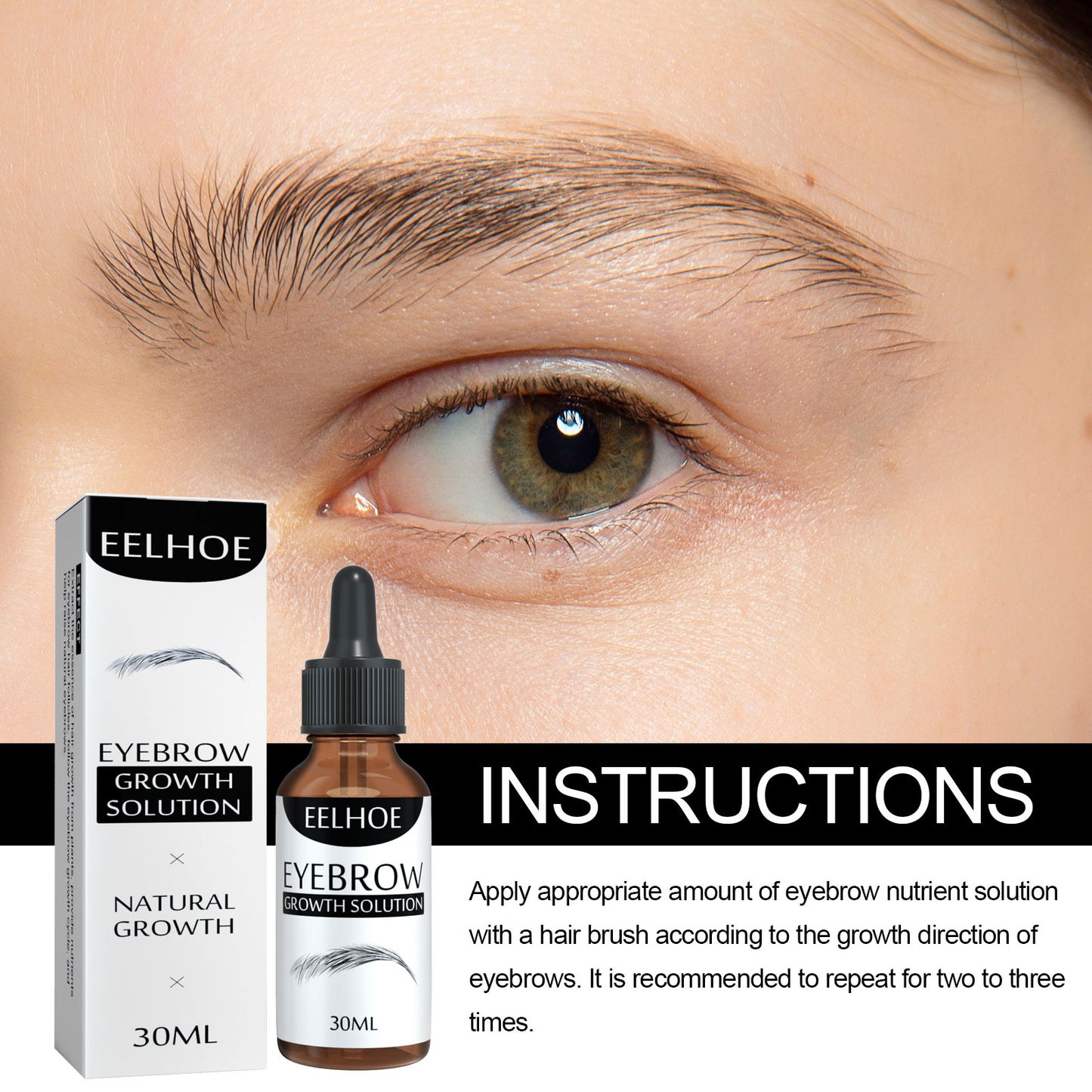 EELHOE Eyebrow Liquid Eyebrows Dark and Dense Natural Essential Oil Liquid Dense Eyebrow Repair Gentle Moisturizing Care Solution