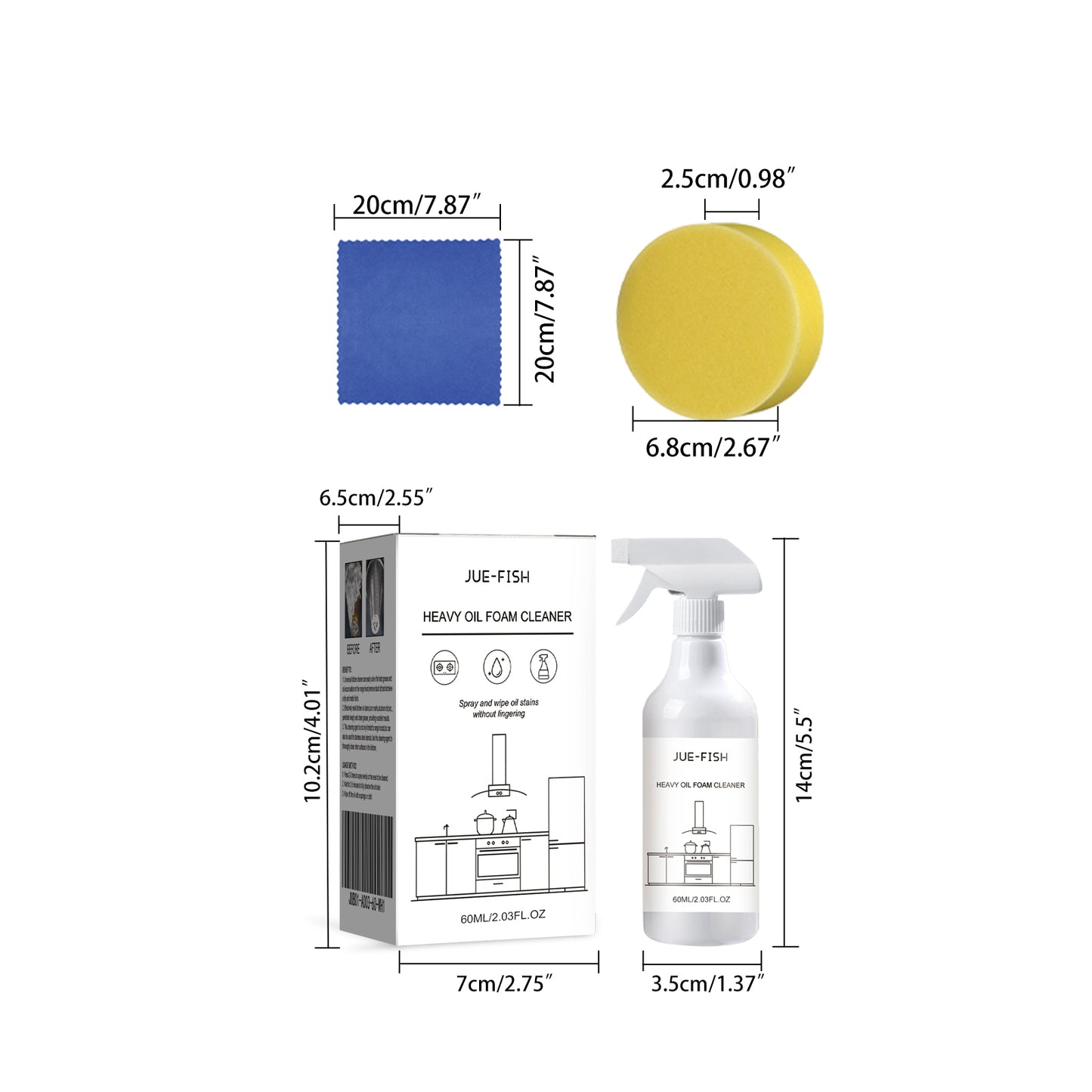 Jue-Fish Heavy Oil Stain Foam Cleaner Kitchen Stove Range Hood Sink Grease Remover Cleaner