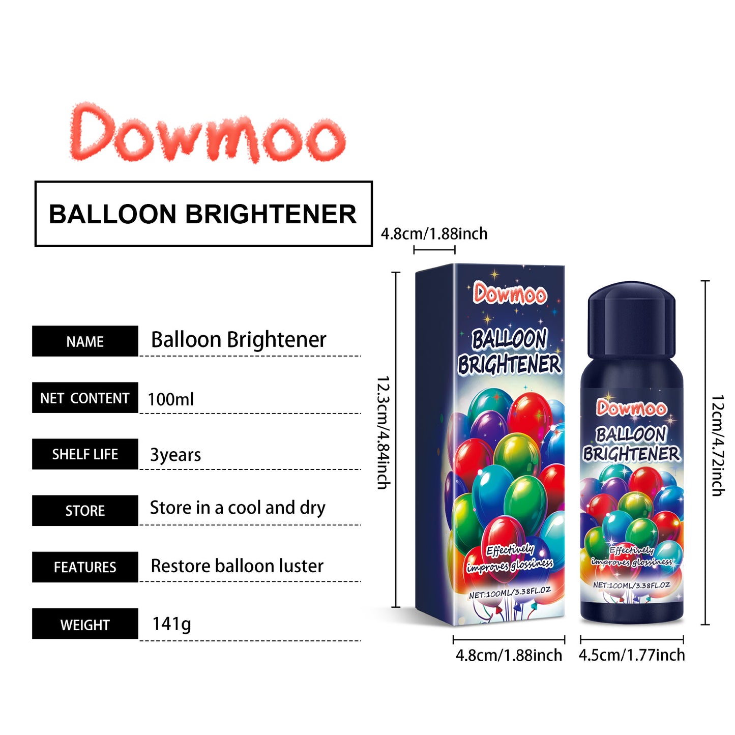 Dowmoo Party Balloon Brightener Enhance Party Atmosphere Balloons Long-lasting Bright Surface Texture Gloss Enhancer