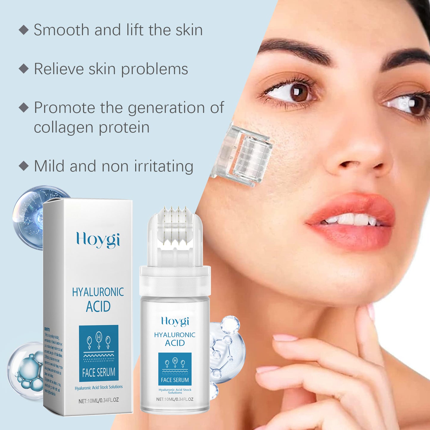 Hoygi Hyaluronic Acid Roller Serum Facial skin radiance improvement pore hydration