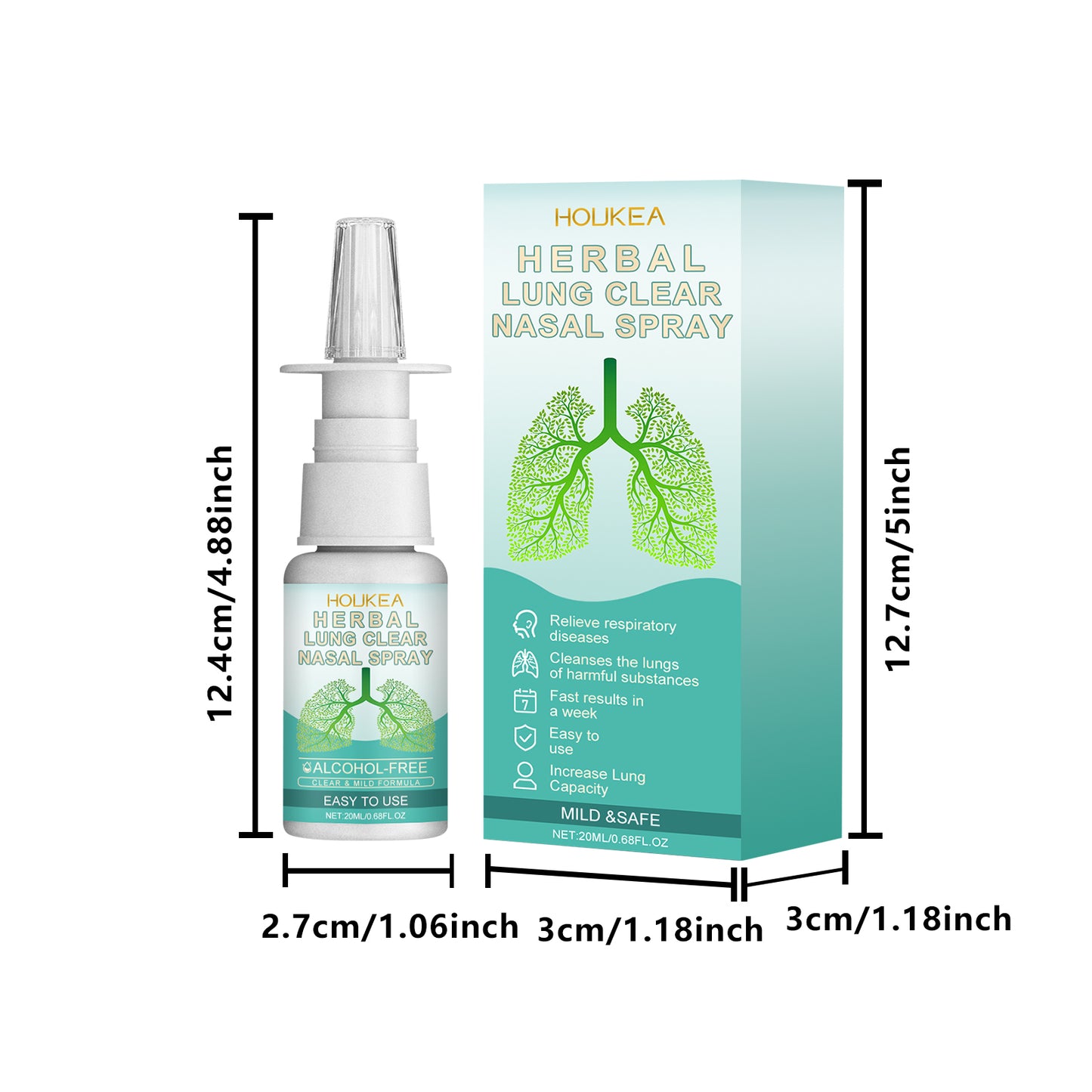 Houkea Herbal Nasal Spray Nose Cleansing Gentle Care Nose Discomfort Daily Refreshing Nasal Spray