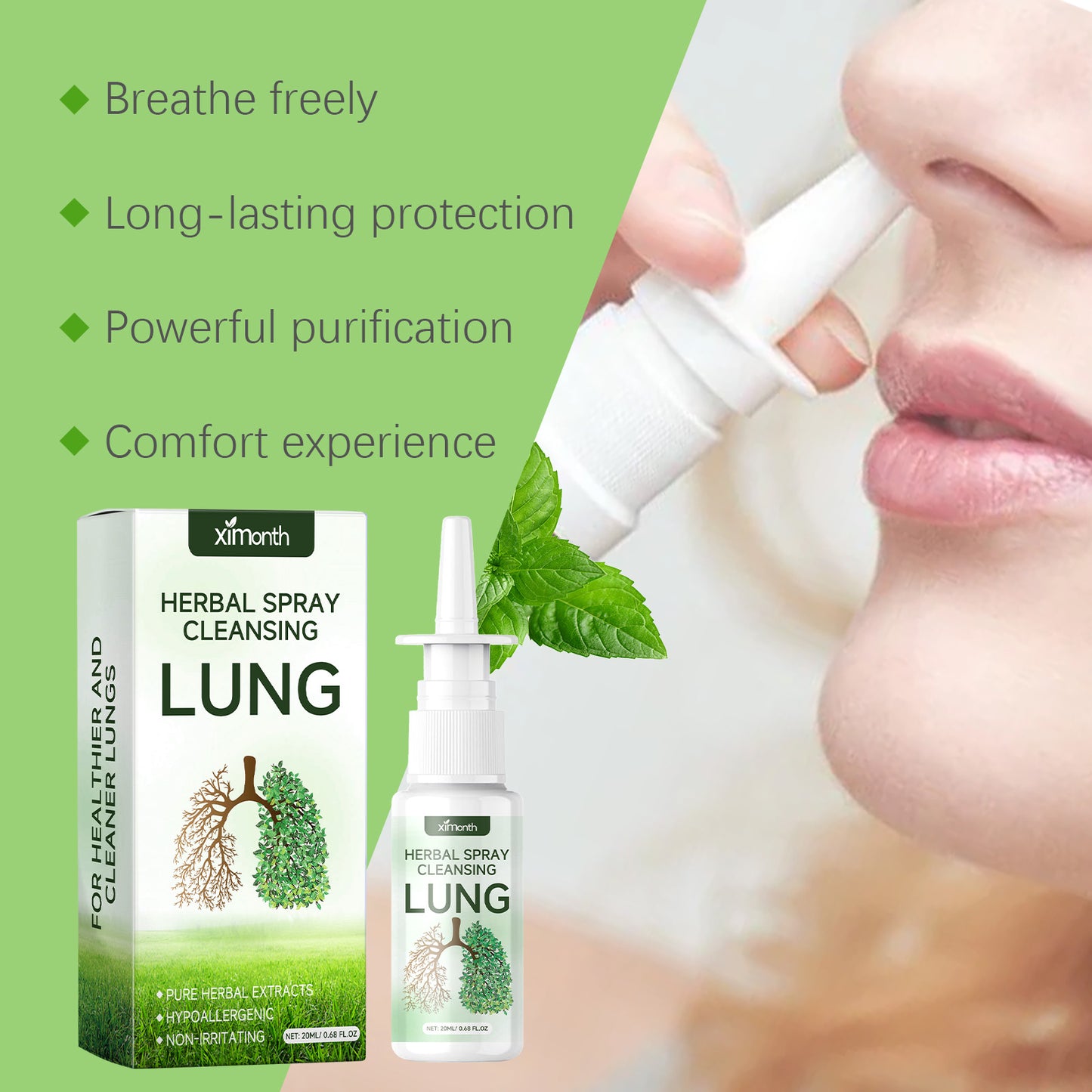 XIMONTH Herbal Nasal Spray Relieve nasal discomfort, nasal congestion, nasal cavity cleaning, nasal care spray