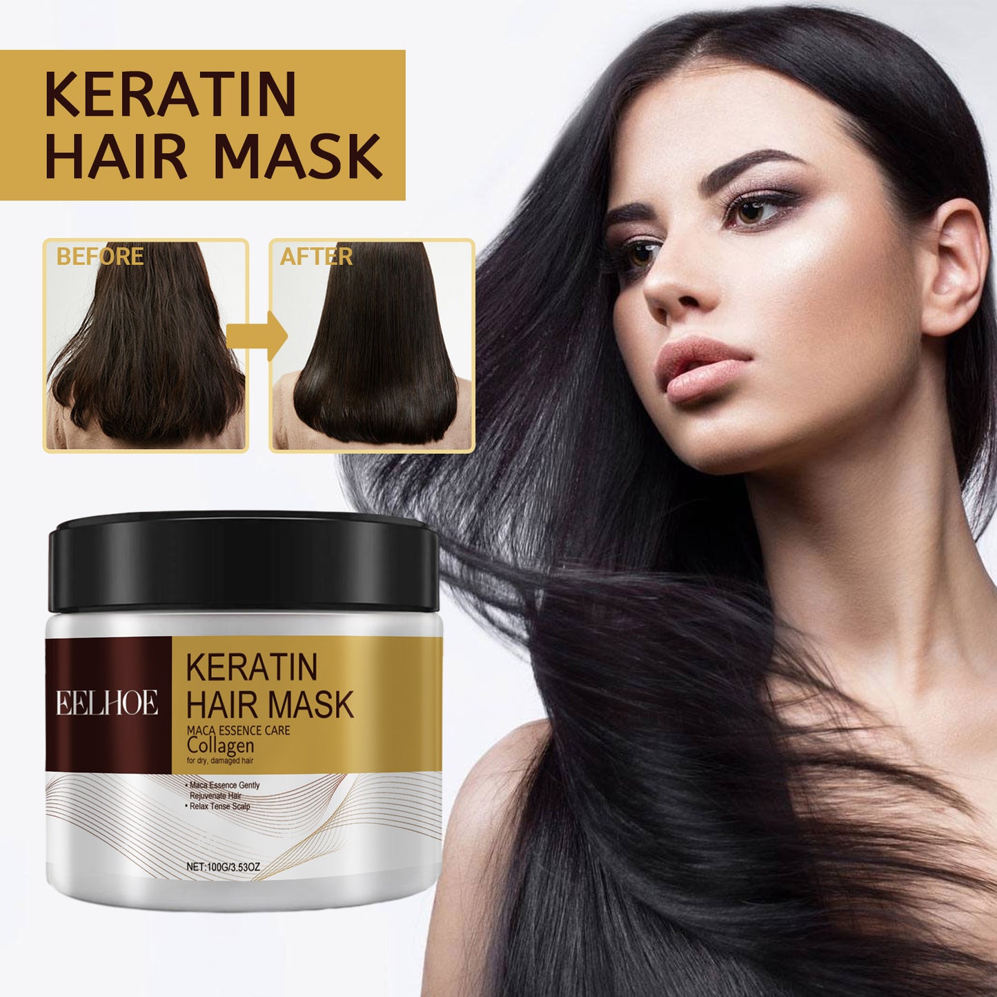 EELHOE Repair and Nourish Hair Mask Deeply moisturizing and repairing damaged hair, dry split ends, and tangled hair treatment mask