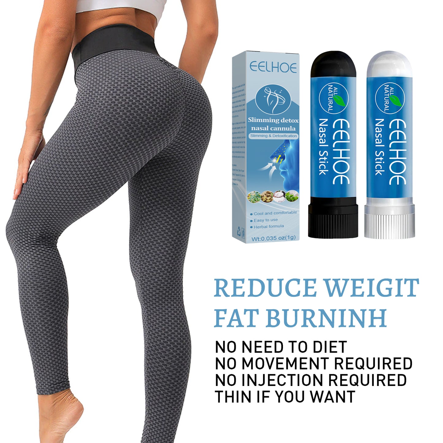 EELHOE Slimming Nasal Tube Body Shaping, Abdominal Tightening, Thigh Muscle Cooling, Lifting Energy, Nose Beauty, Nose Clearing Tube