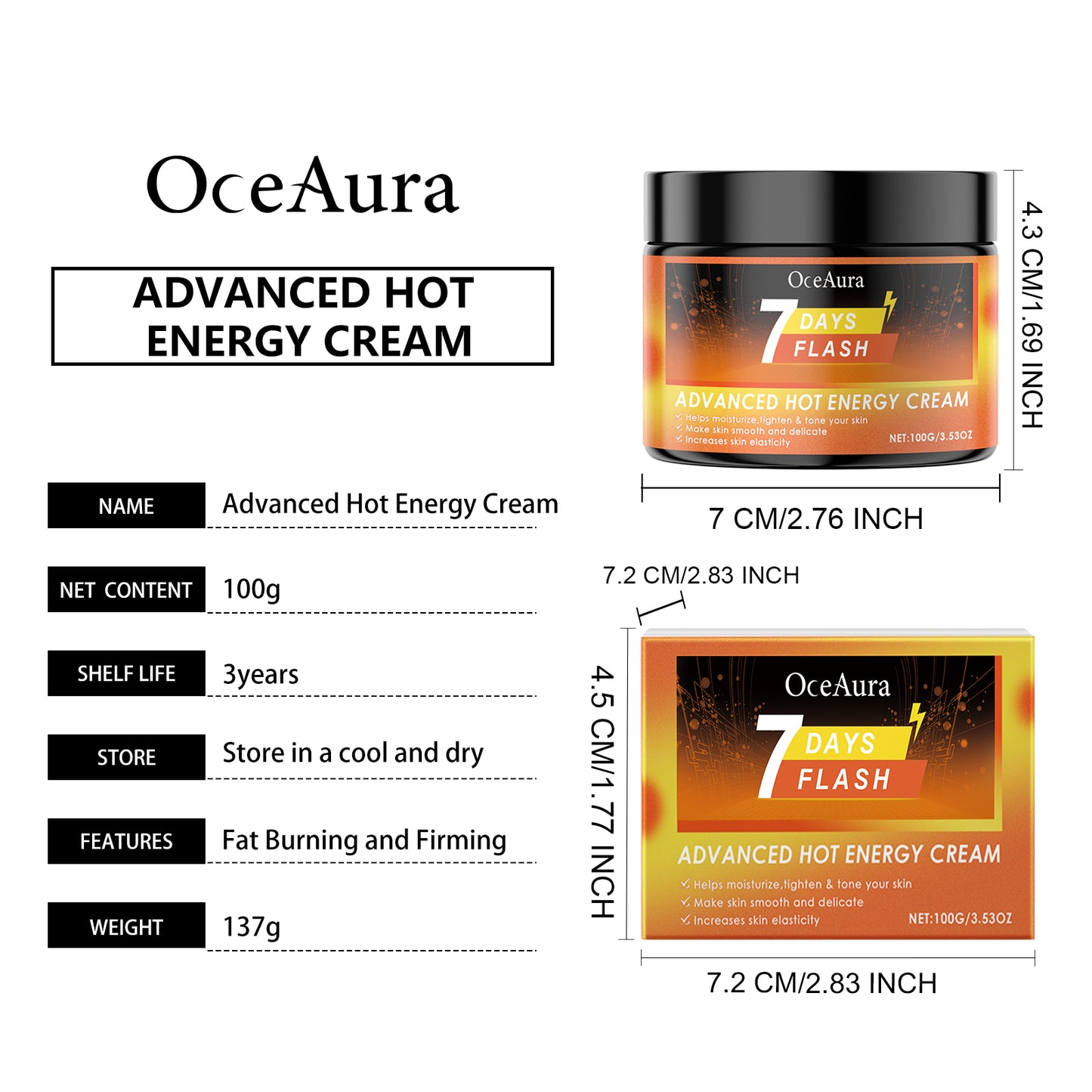 OceAura Ginger Firming Cream Gentle Hydration Moisturizing Improves Skin Texture Firming Skin Elasticity Sweat Care Cream