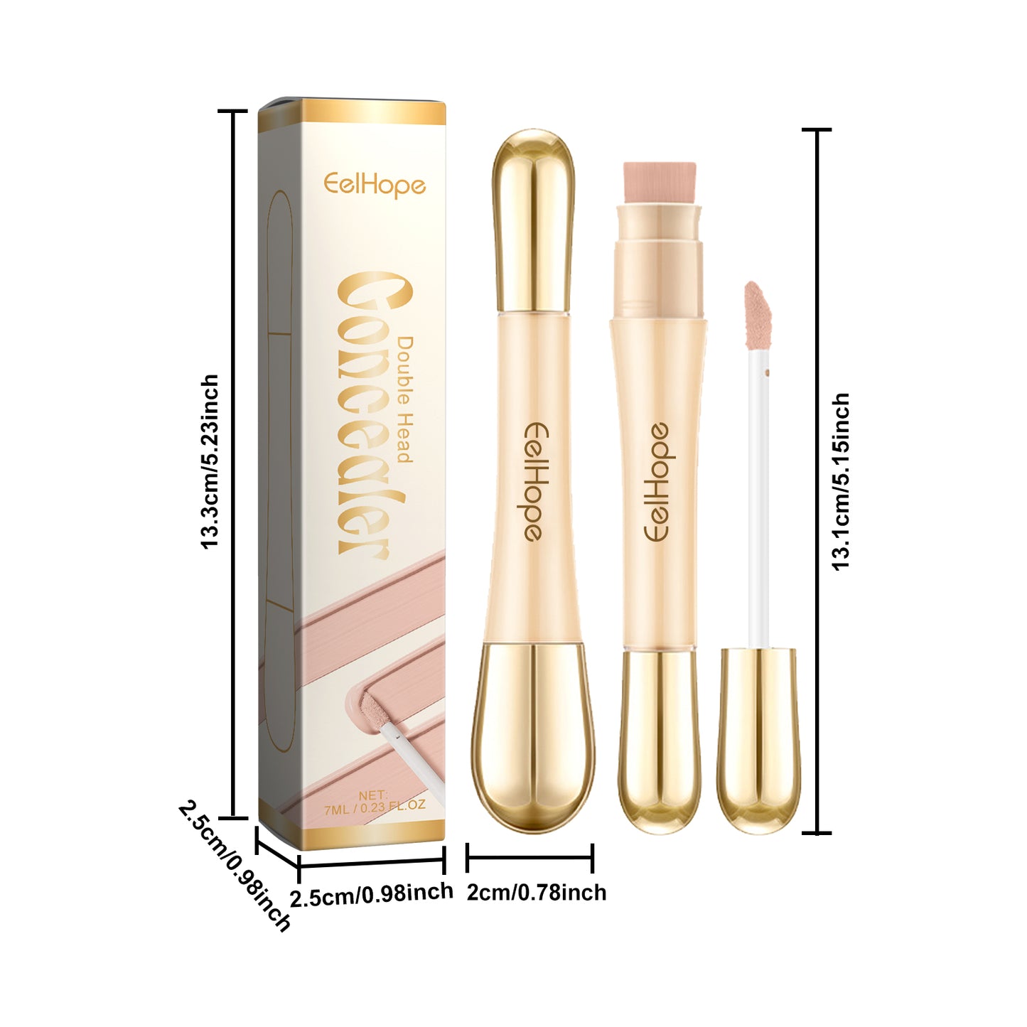 Eelhope Double-ended Concealer Stick（Brighten skin） Clear and Brightening Concealer Stick, Waterproof and Sweatproof, Three-Dimensional Contouring Concealer