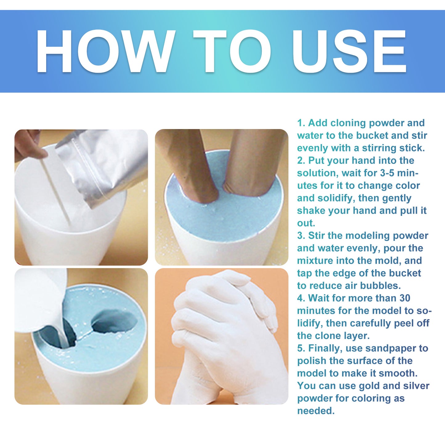 Dowmoo 3D Handmade Commemorative Model Couple's Holiday DIY Crafts 3D Hand and Foot Plaster Gift