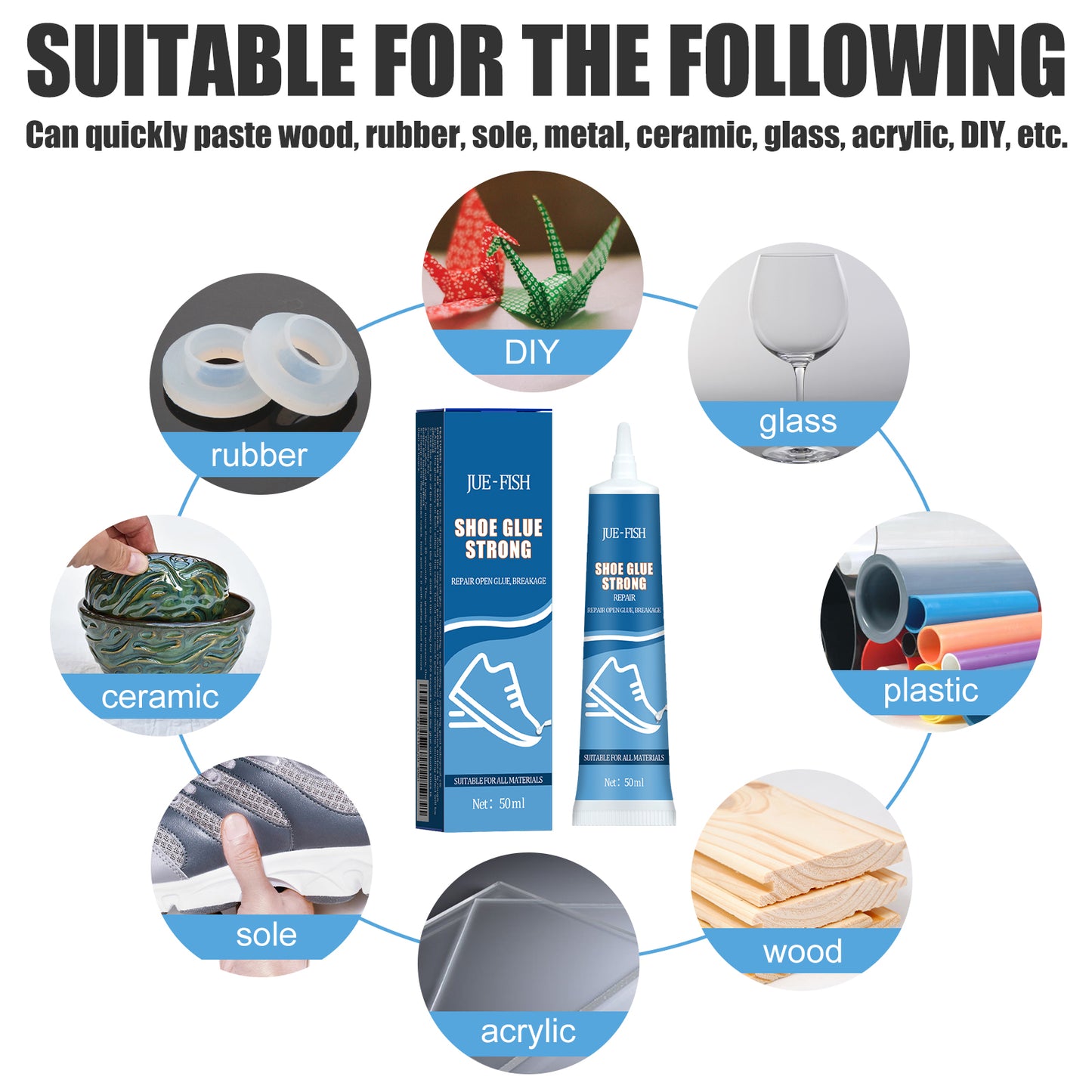 Jue-Fish Strong Shoe Glue Shoe Repair Leather Shoe Sole Multi-Purpose Glue Adhesive Sports Shoes Leather Shoes Waterproof