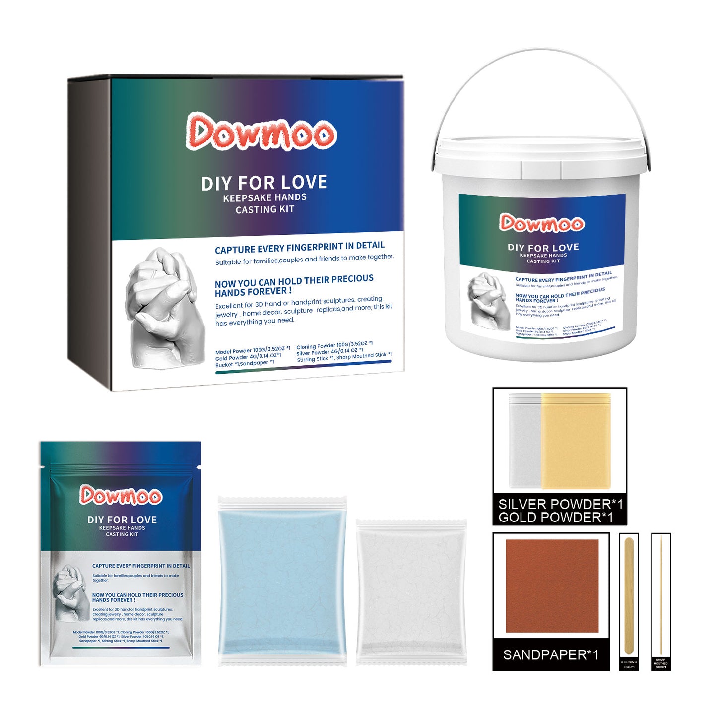 DOWMOO Couple Hand Mask diy Hand Model Homemade Holiday Gift Hand and Foot Print Clay Plaster Souvenir Craft