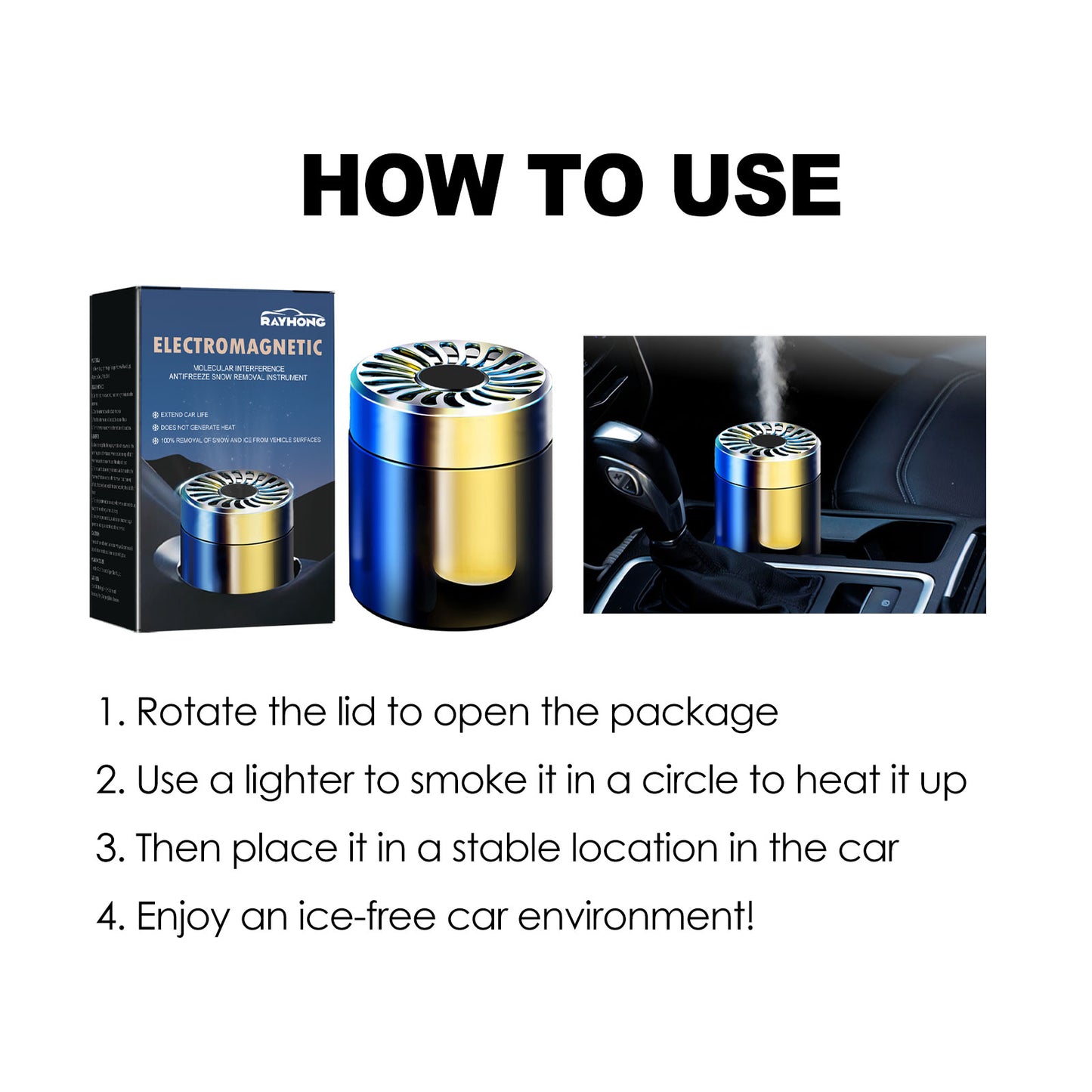 Rayhong De-icer Car Glass Ice and Snow Removal Tool Quick Portable Car Window Ice Scraper