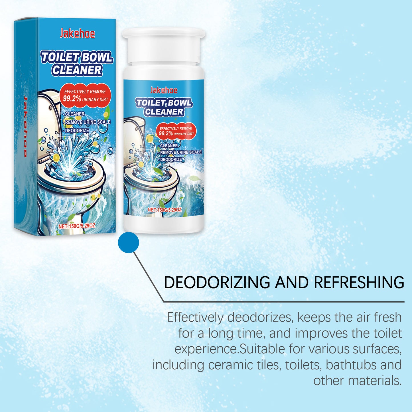 Jakehoe Splashing Foam Toilet Cleaner Toilet Bathroom Stain Removal Deodorizing Foam Cleaner