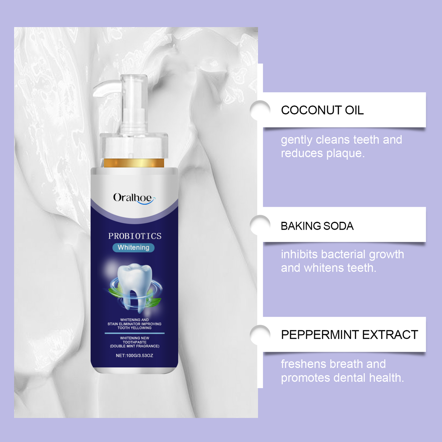 Oralhoe Oral Care Toothpaste Gentle Cleaning Toothpaste for Yellow Teeth Stains and Odors, Freshens and Protects Teeth Care