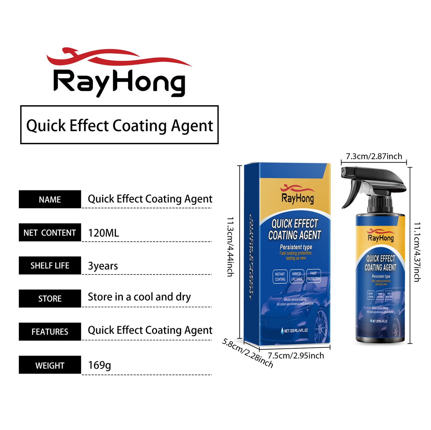 Rayhong Car Coating Spray Car Care Renovation Repair Car Paint Waxing Spray Coating Glaze Sealant