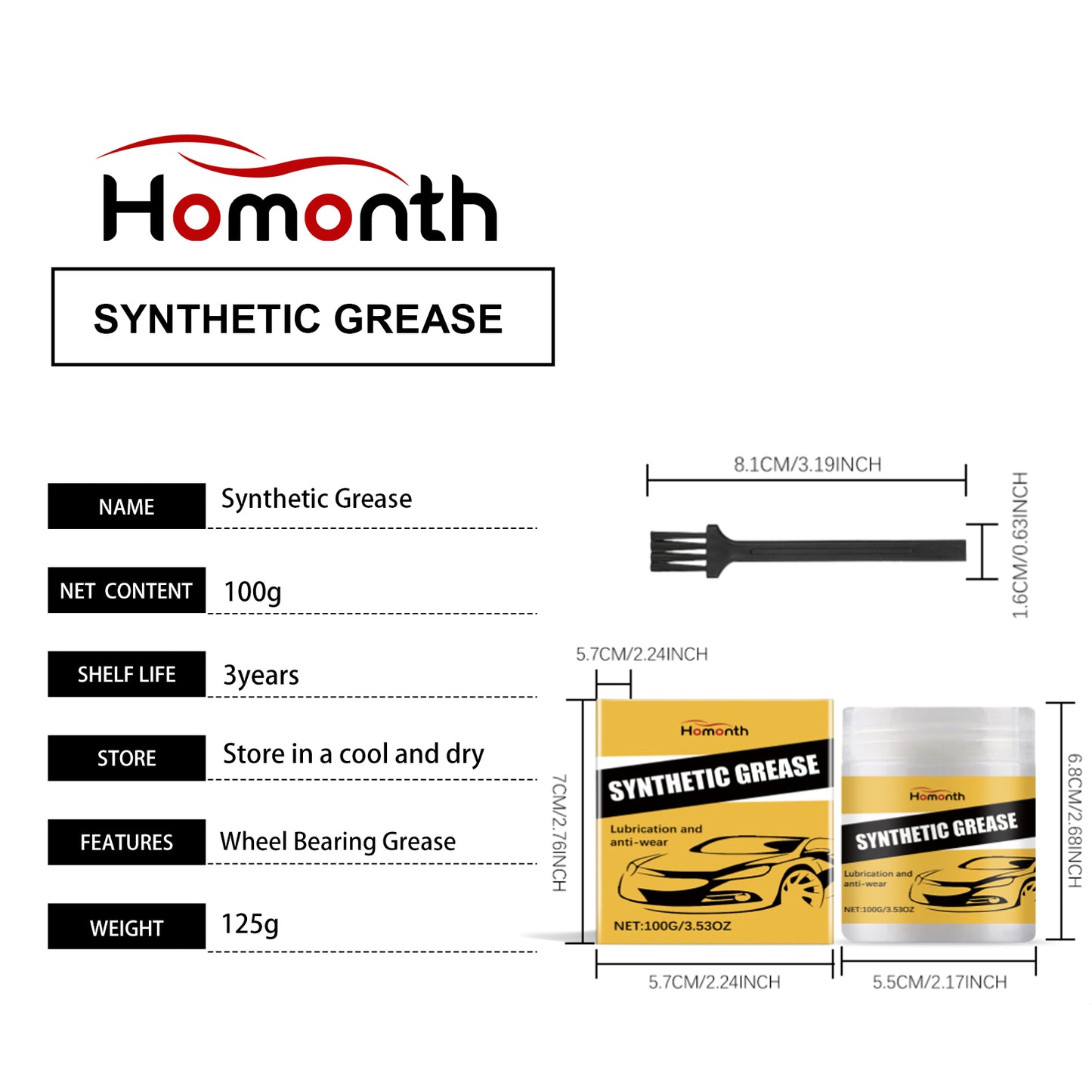 Homonth Automotive Care Grease Car Parts Maintenance Multi-Functional Lubrication Wheel Axle Cleaning Grease