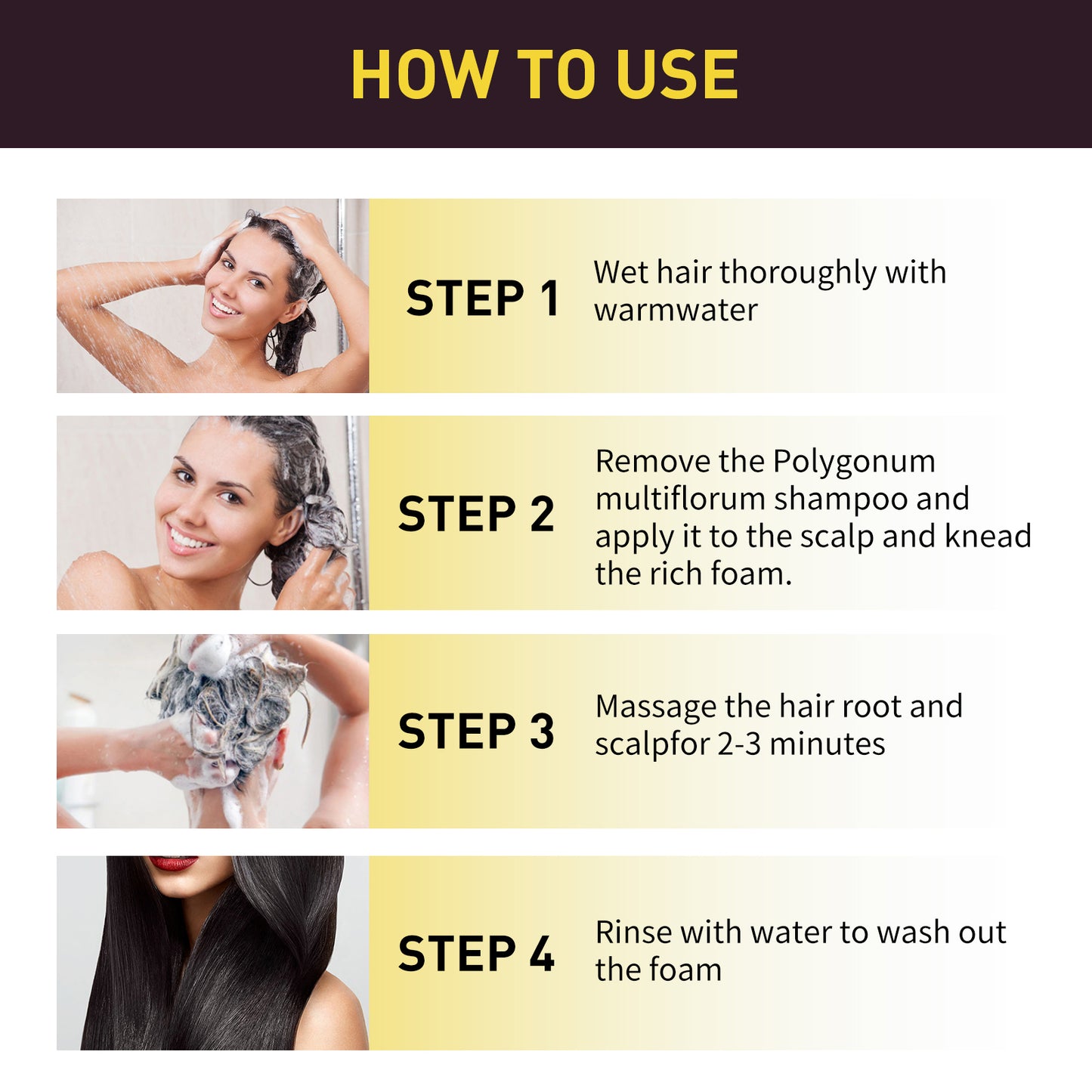 EELHOE Black Hair Shampoo（Natural Brown） Polygonum Multiflorum Essence Black Nourishing Hair Cleansing Repair Smooth Shampoo