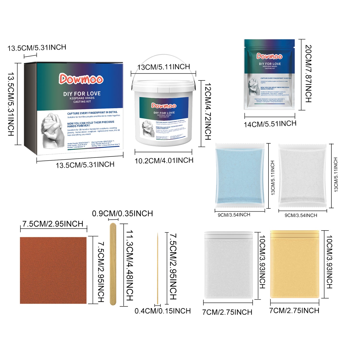 DOWMOO Couple Hand Mask diy Hand Model Homemade Holiday Gift Hand and Foot Print Clay Plaster Souvenir Craft