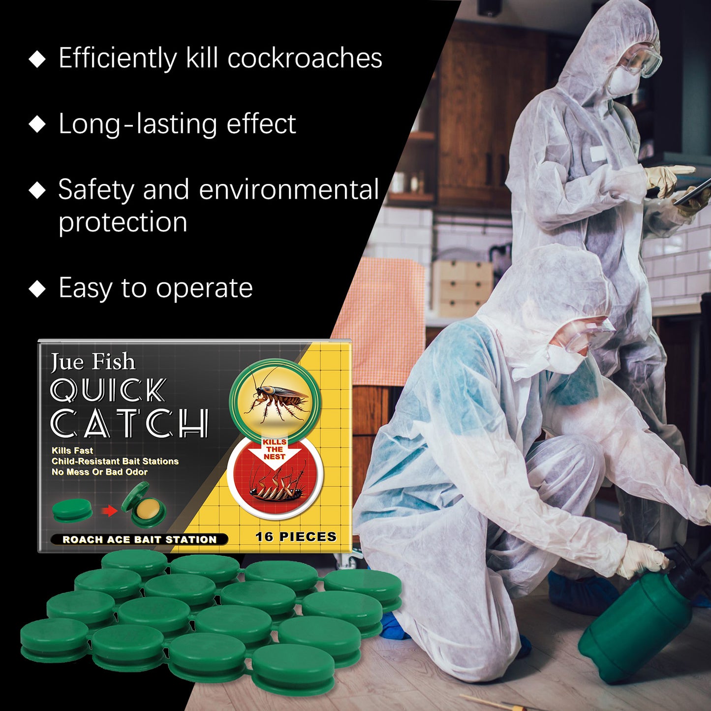 Jue Fish Cockroach Bait Station Living Room Kitchen Bedroom Cockroach Killer and Repellent Household Indoor Cockroach Bait Agent