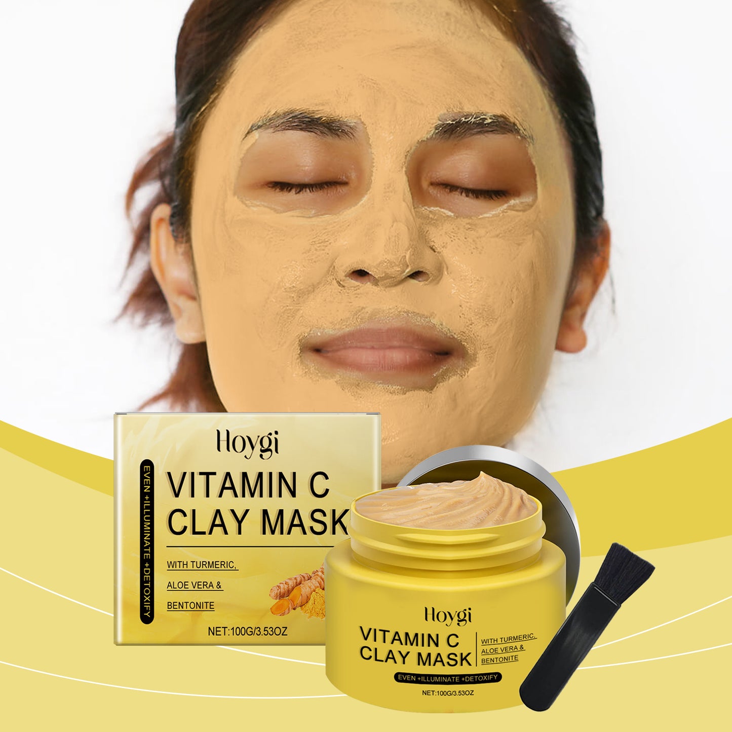 Hoygi Vitamin C Turmeric Mud Mask Gentle improvement of dullness deep cleansing brightening skin tone hydrating mask