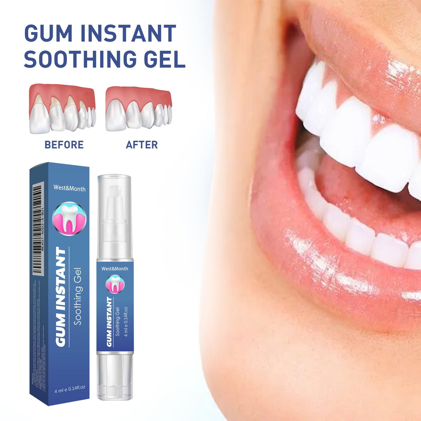 WestMonth Gum Care Gel Relieve gum swelling and pain, clean plaque stains, whiten teeth gel