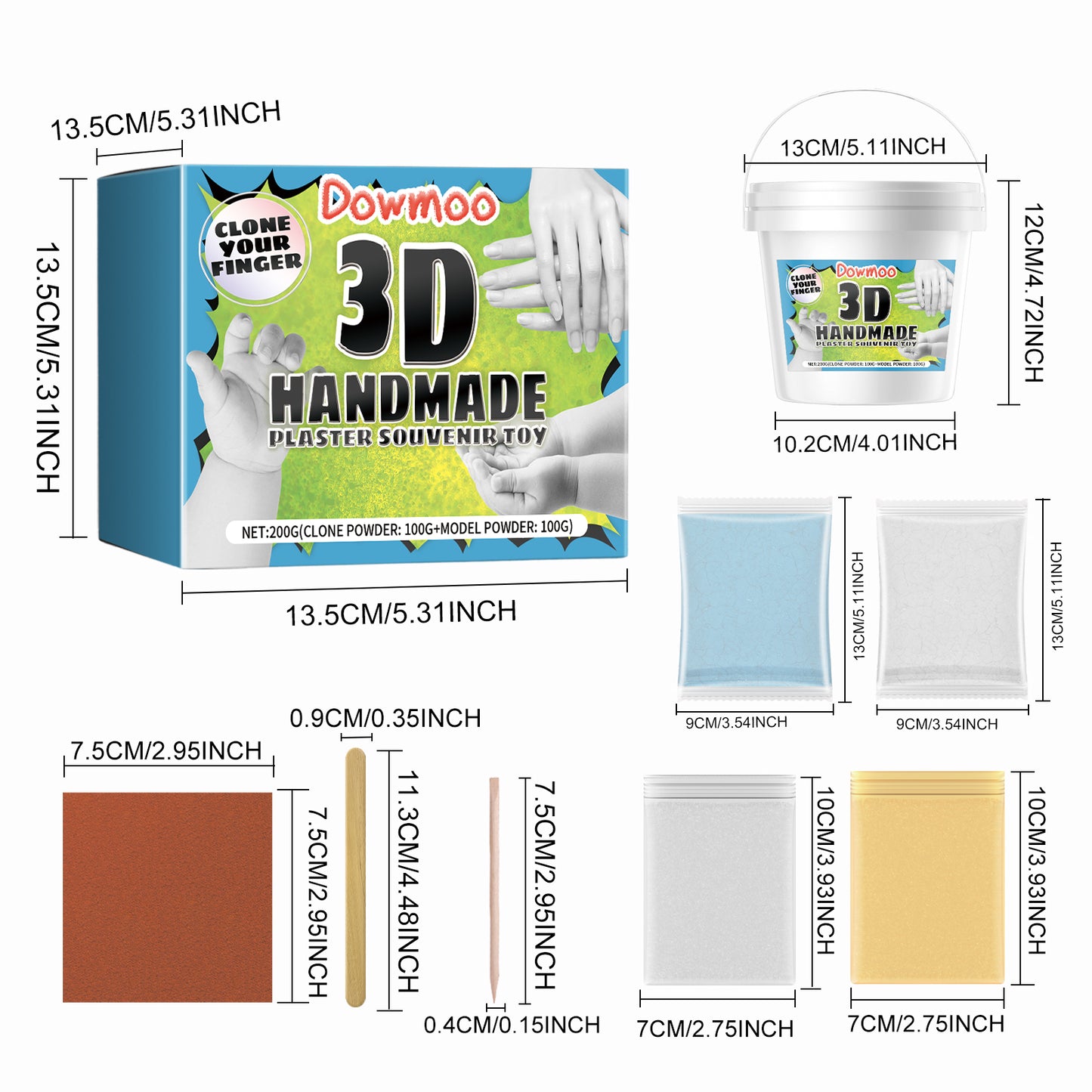 Dowmoo 3D Handmade Commemorative Model Couple's Holiday DIY Crafts 3D Hand and Foot Plaster Gift