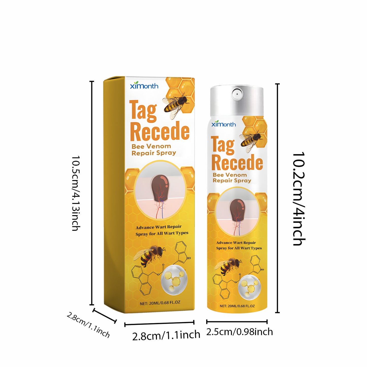 Ximonth Bee Venom Wart Care Spray Improve Skin Texture, Repair Moles, Smooth Skin, Wart Removal Spray