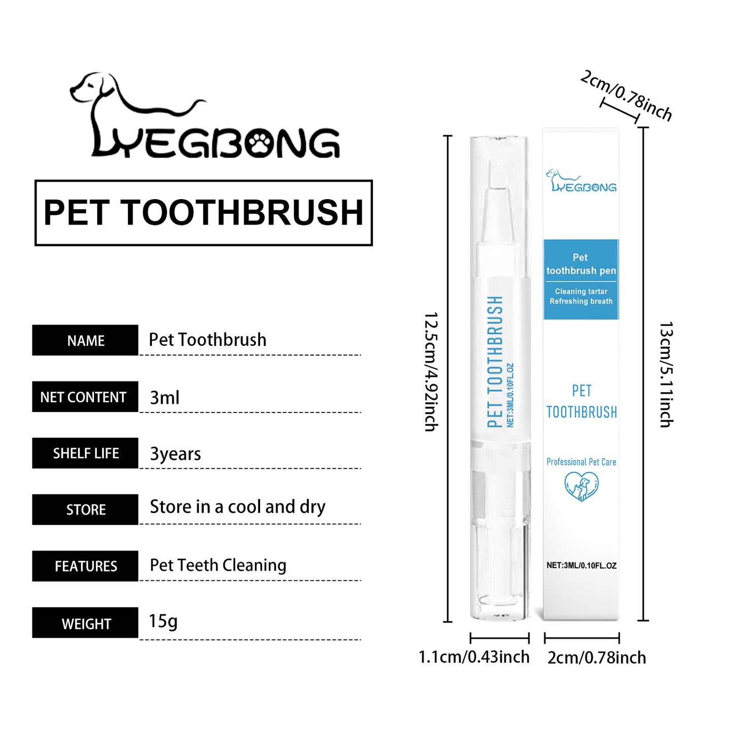 Yegbong New Pet Toothbrush Gentle Care Fresh Breath Oral Cleaning Odor Pet Dental Cleaning Pen
