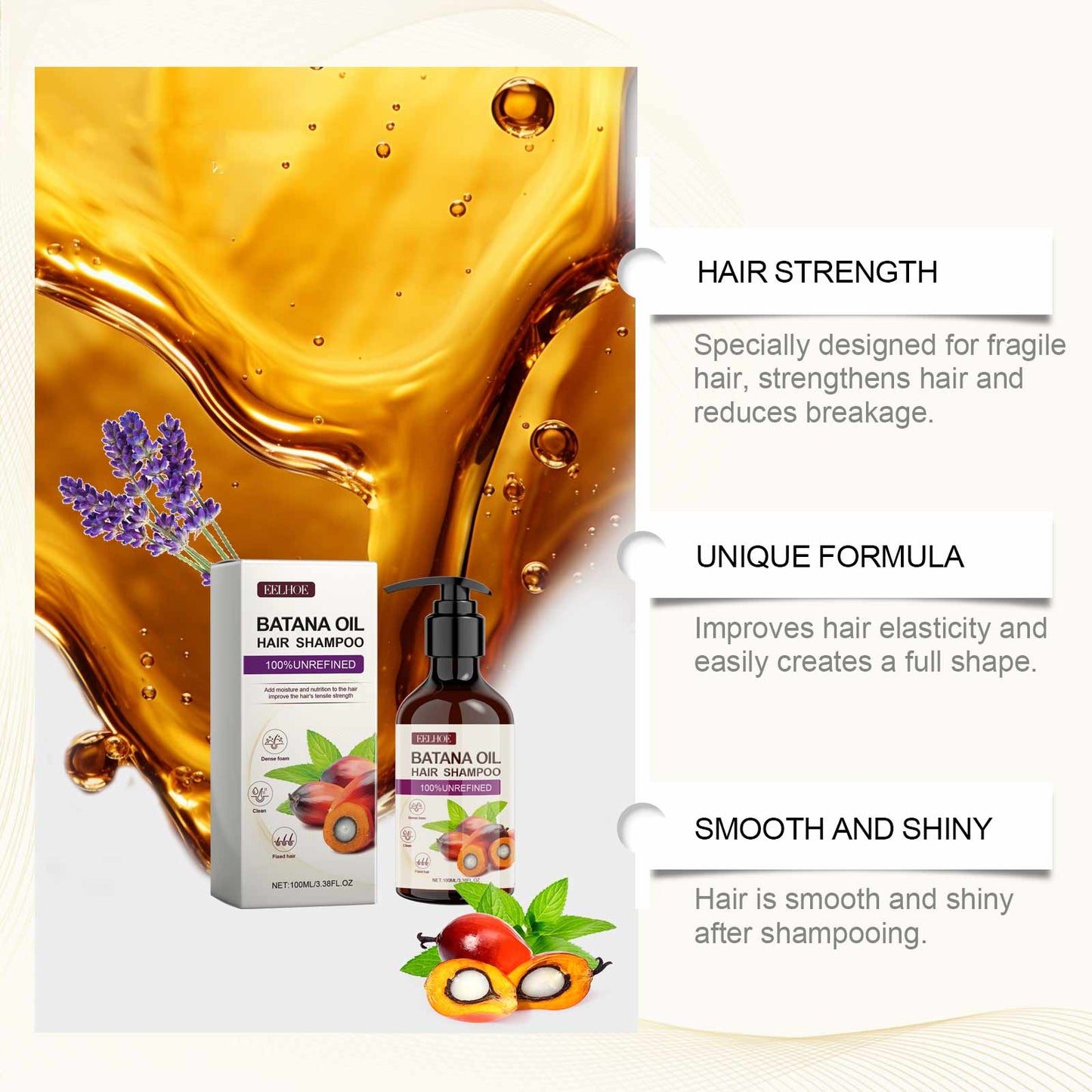 EELHOE Volumising Shampoo Bata Na Smooth and Clean, No Frizz, Oil Control, Increases Fluffy Volume