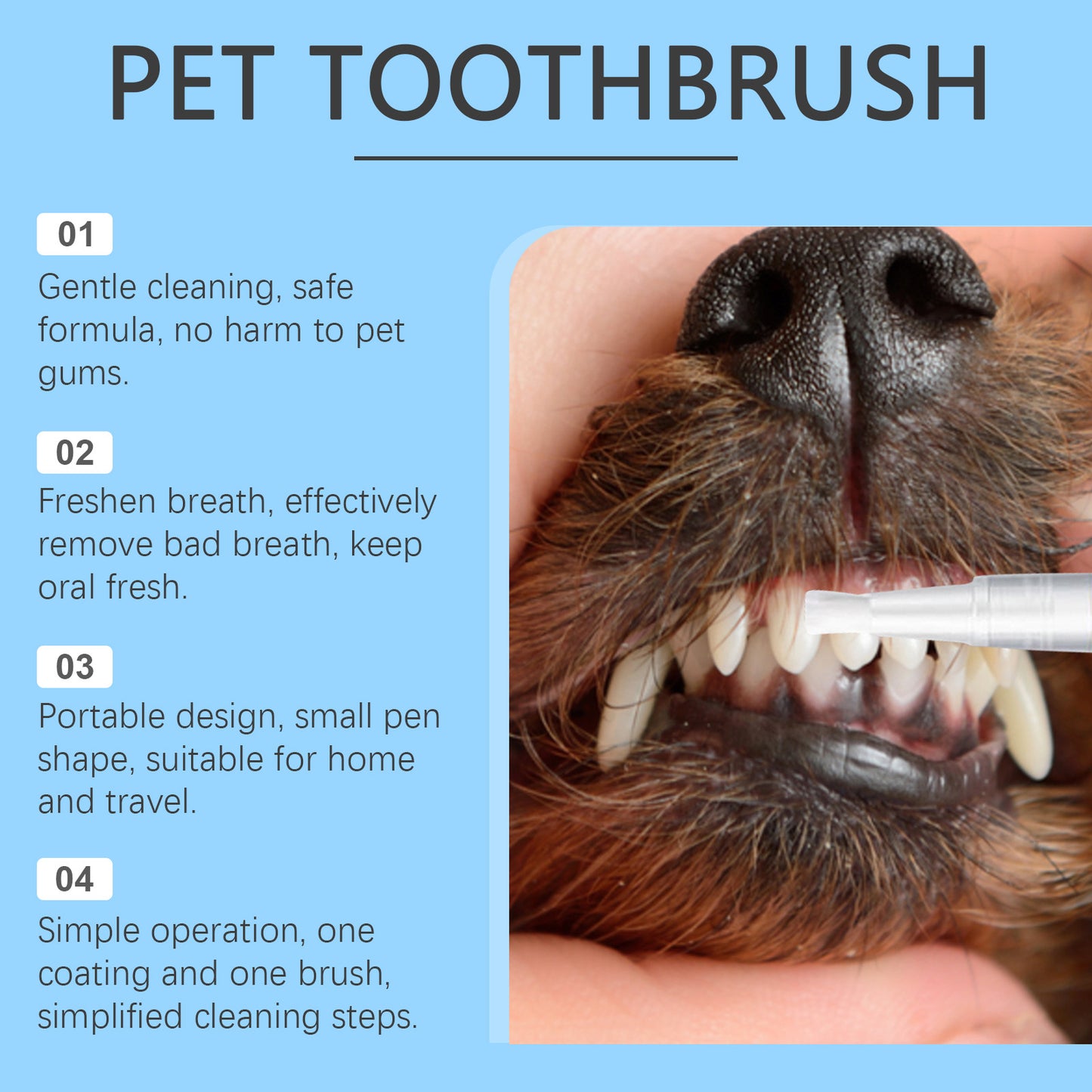 Yegbong New Pet Toothbrush Gentle Care Fresh Breath Oral Cleaning Odor Pet Dental Cleaning Pen