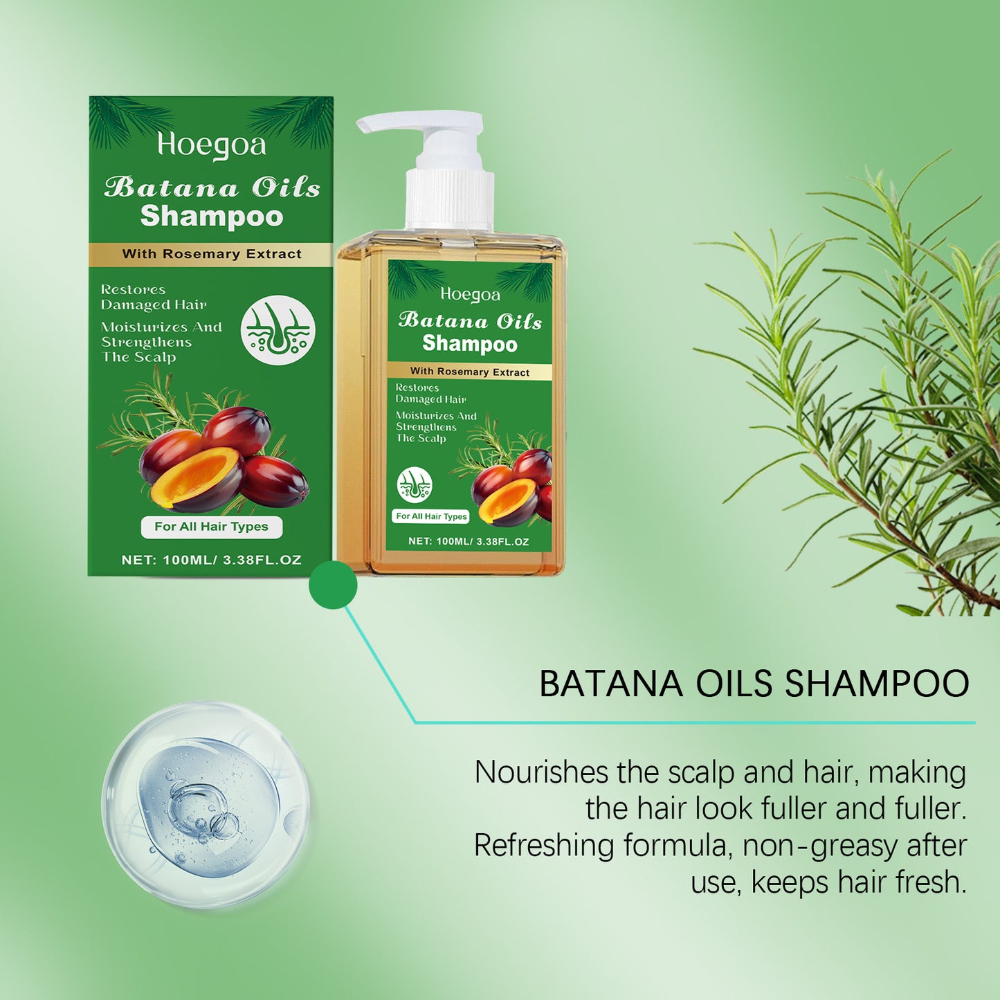 Hoegoa Shampoo for hair Batahna Clean Scalp Gentle Nourishing Smooth Hair Rosemary Shampoo