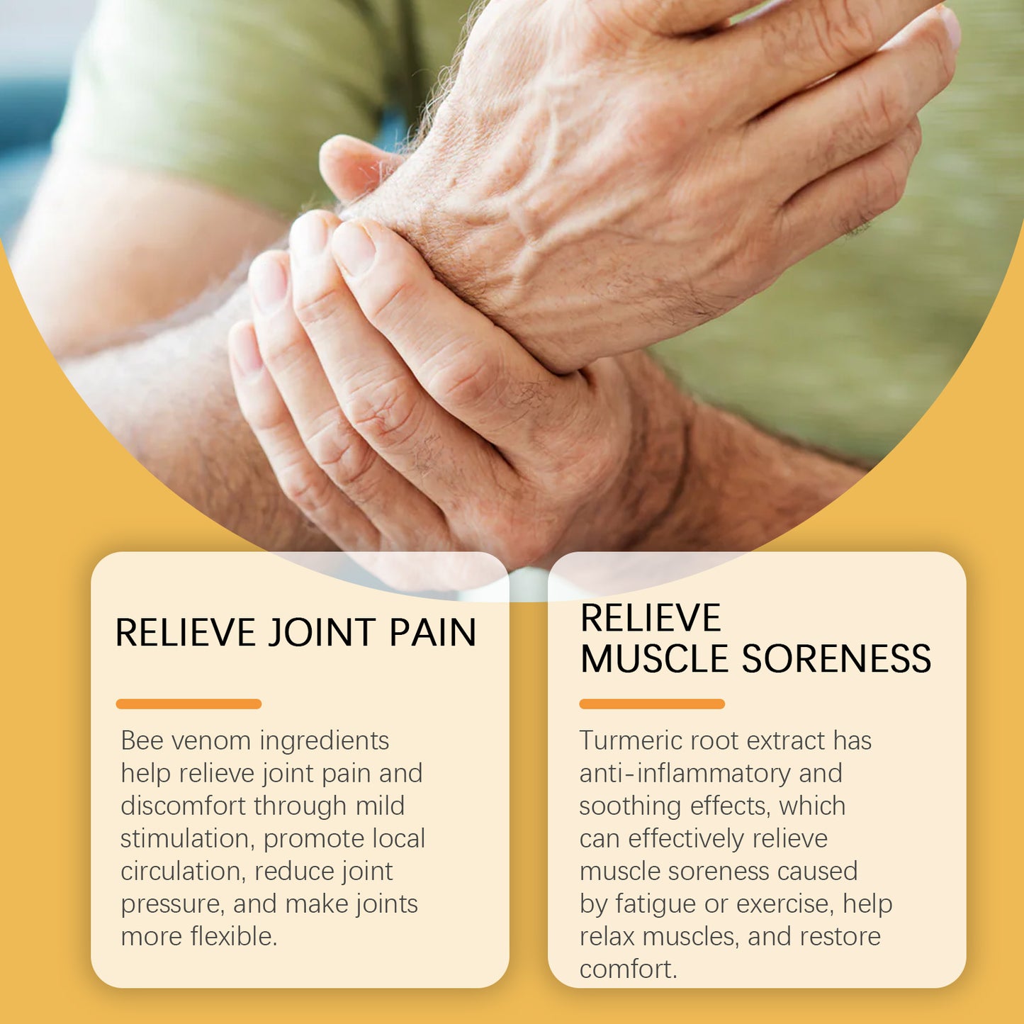 Houkea Turmeric Joint Relief Cream Gentle Care Nourishing Joint Relief Hand and Foot Joint Discomfort Massage Cream