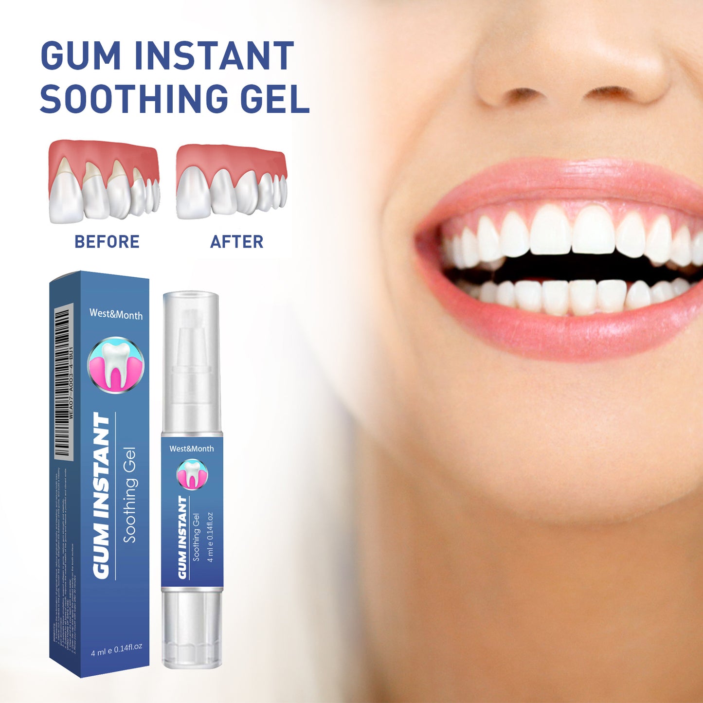 WestMonth Gum Care Gel Relieve gum swelling and pain, clean plaque stains, whiten teeth gel