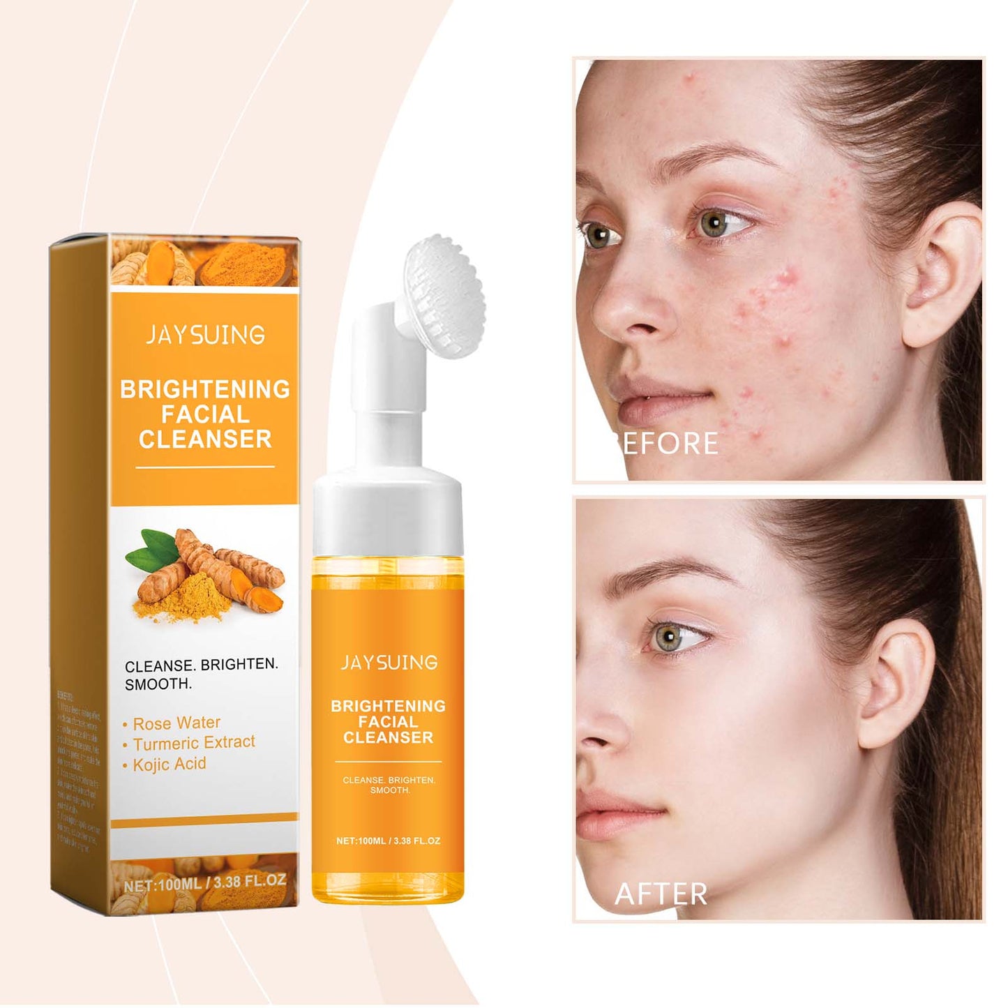 Jaysuing Turmeric Cleansing Cleanser Cleans facial oil, moisturizes skin without tightness