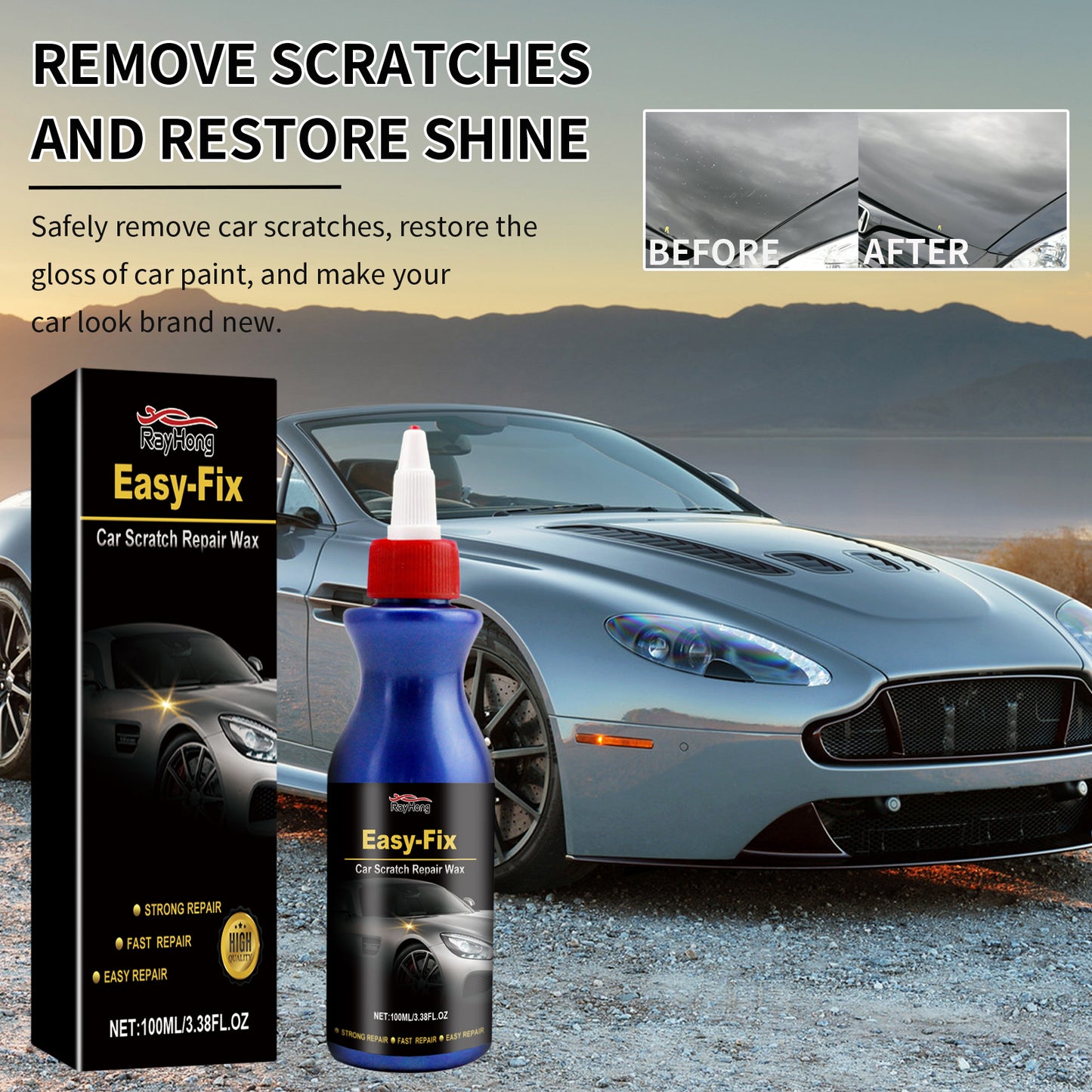 Rayhong Car Scratch Care Wax Car Paint Scratch Repair Stain Removal Polishing Maintenance Waxing Buffing