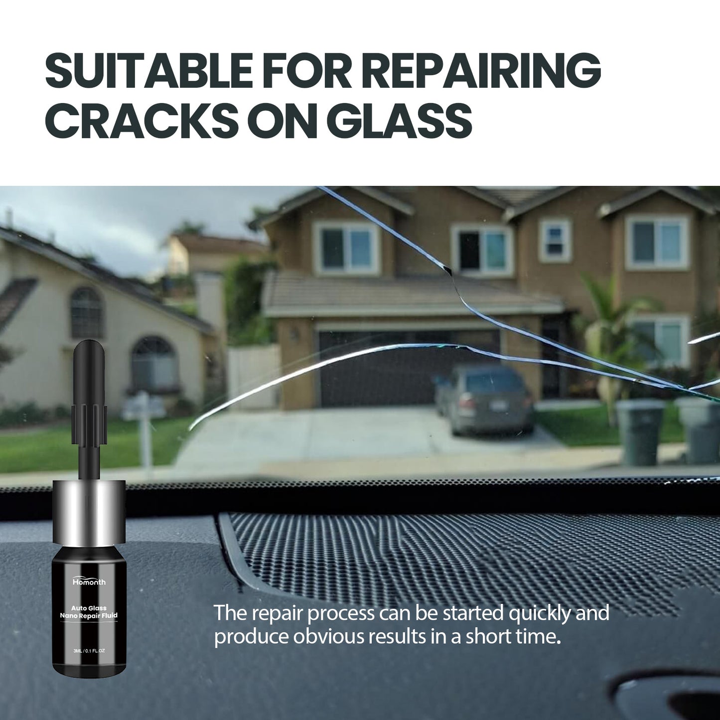 Homonth Automotive Glass Nano Repair Liquid Car Windshield Clear Vision Crack Repair Liquid