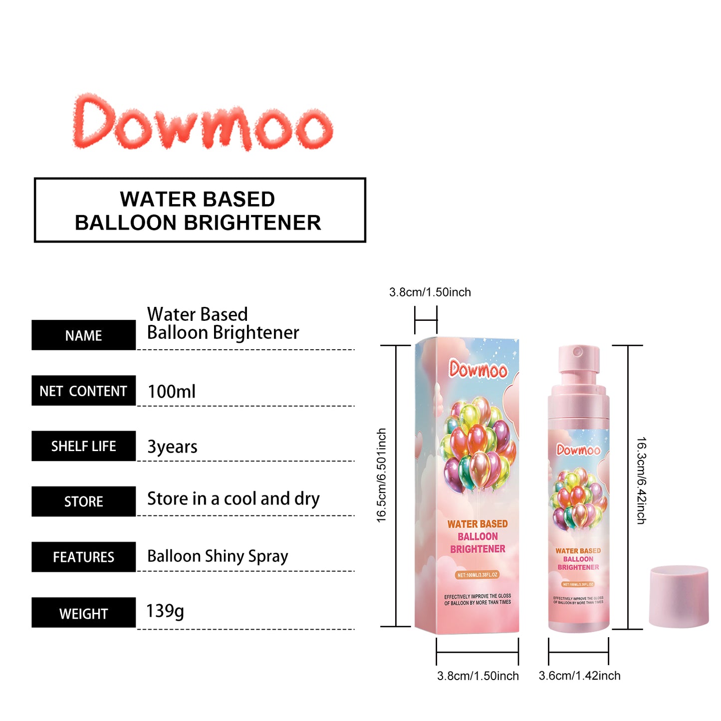 Dowmoo Balloon Brightener Scene Balloon Decoration Appearance Enhancement Glossy Long-lasting Portable Brightening Agent