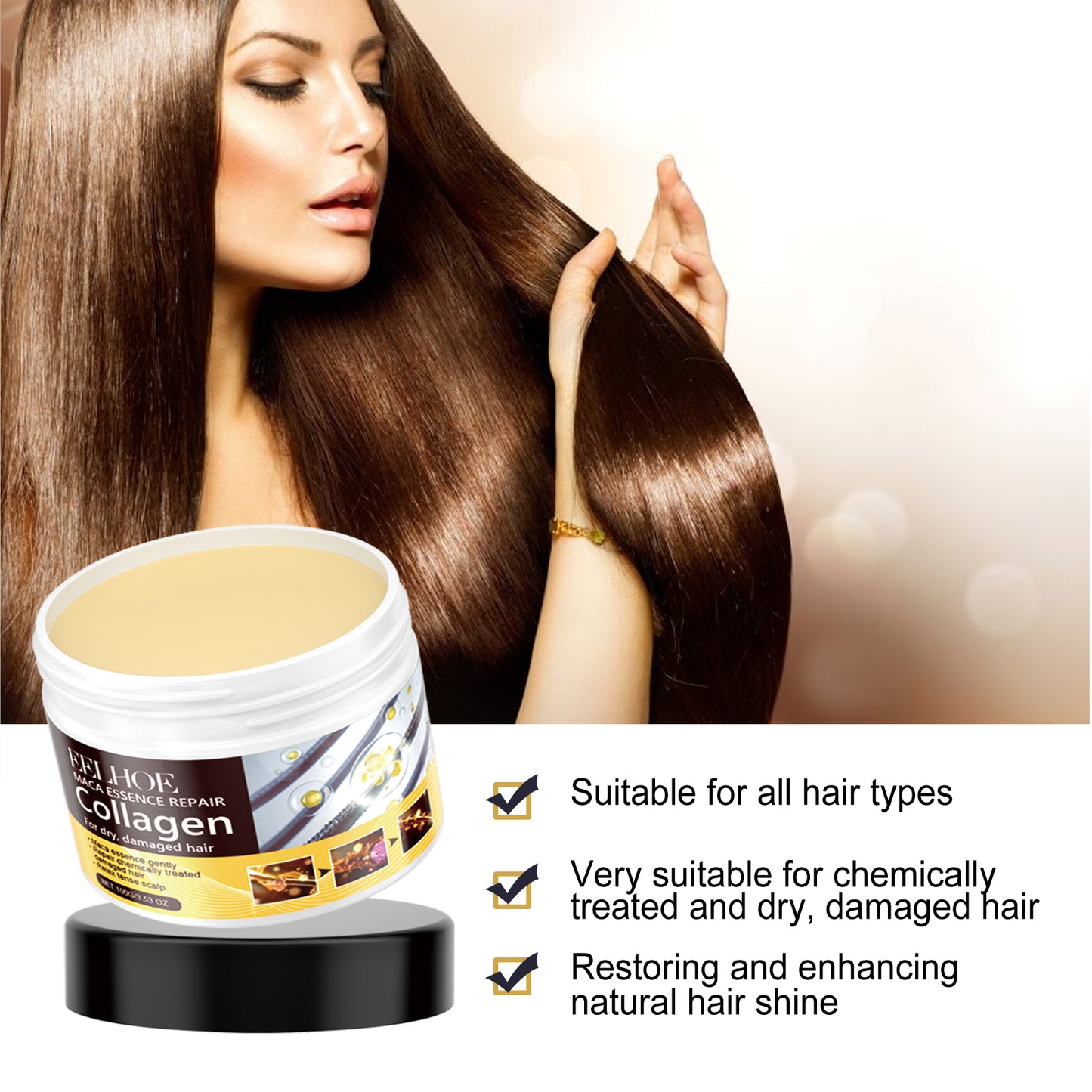 EELHOE Collagen Repair Hair Mask Repair dry, frizzy, tangled hair with a strong moisturizing and smoothing hair mask