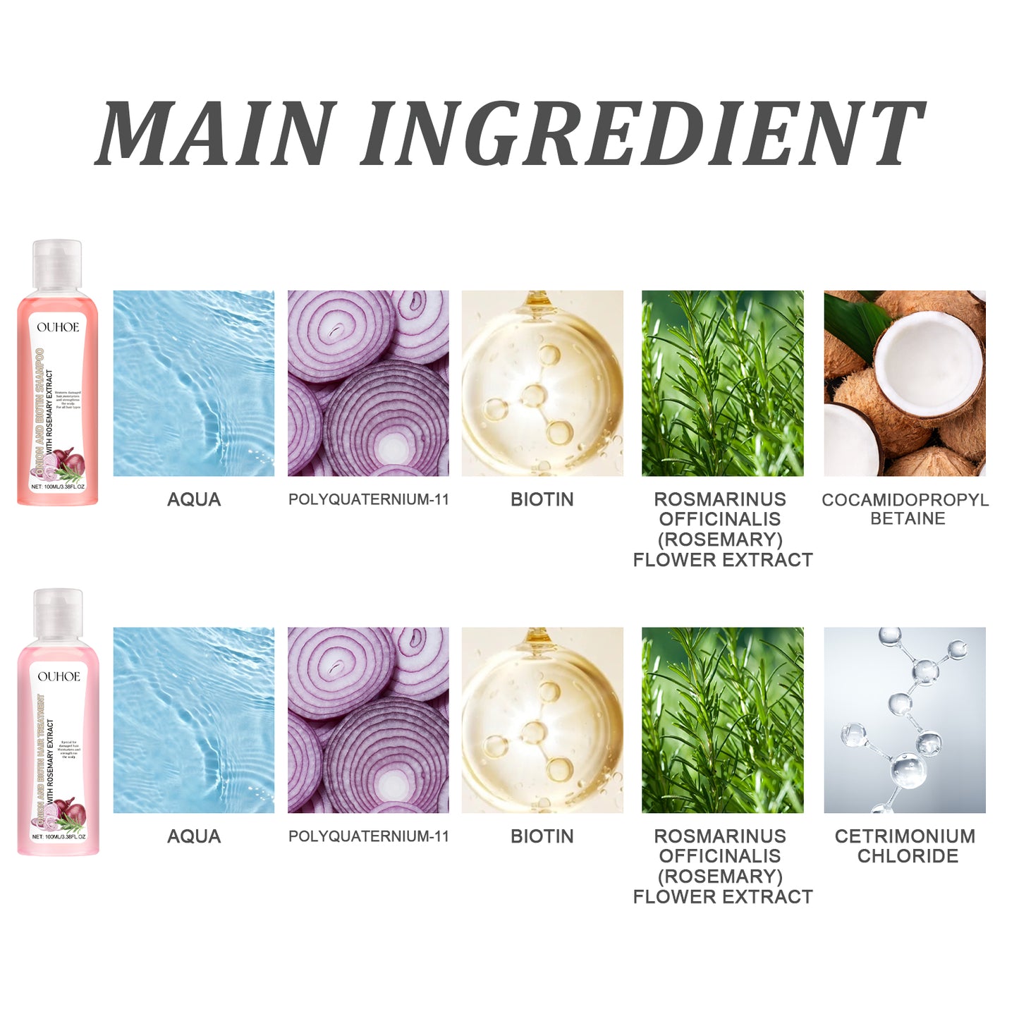 OUHOE Onion Biotin Rosemary Shampoo Set Nourish hair roots and scalp for dense, shiny, and thick hair