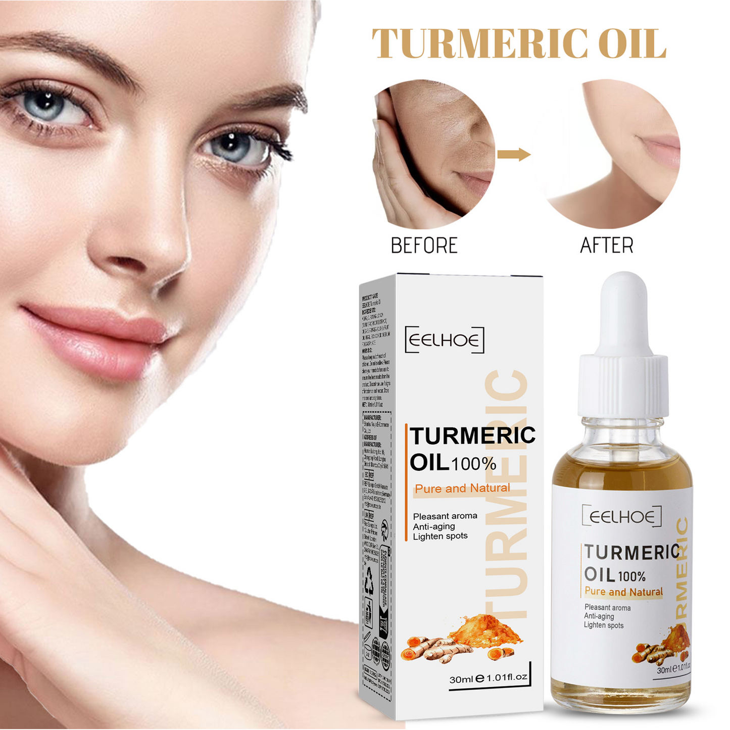 EELHOE Turmeric Correcting Essence Facial Care Hydrating Moisturizing Gentle Nourishing Skin Care Essence