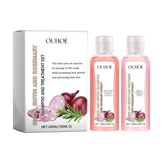 OUHOE Onion Biotin Rosemary Shampoo Set Nourish hair roots and scalp for dense, shiny, and thick hair