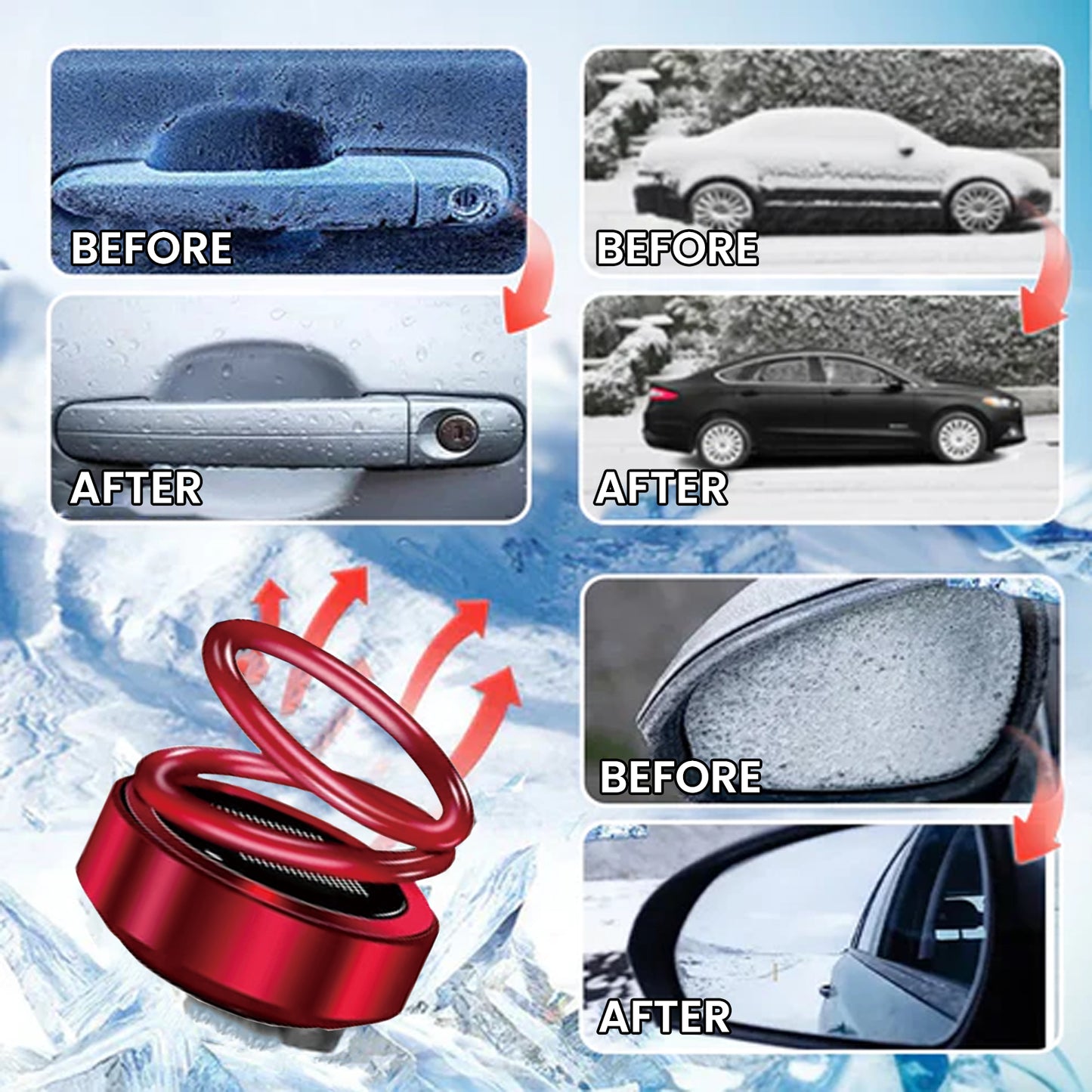 Homonth Portable Dynamic Molecular Heater Car Window Snow Removal Ice Removal Fog Removal Convenient Heater