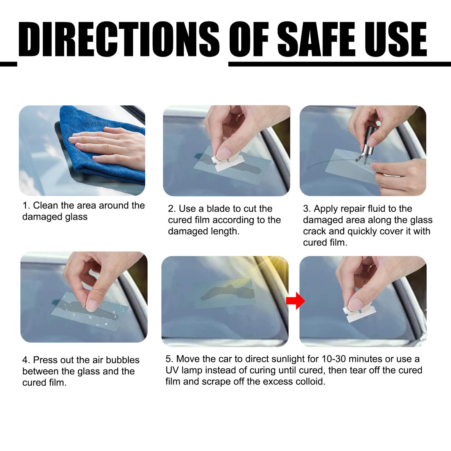 Homonth Car Windshield Repair Kit Car glass crack and scratch multifunctional adhesive repair fluid