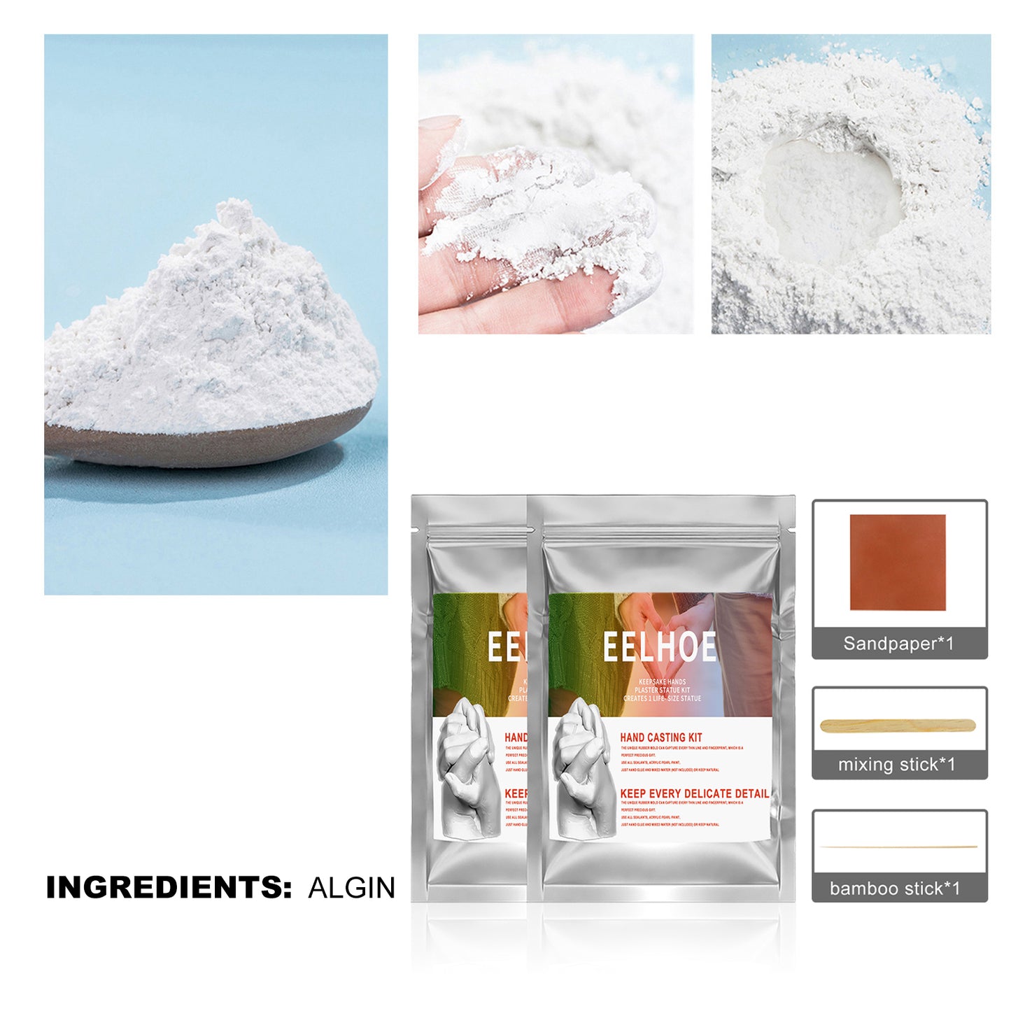 EELHOE Couple Hand Cloning Powder Infant and Toddler Three-Dimensional Hand and Foot Mold Making Materials Valentine's Day Gift