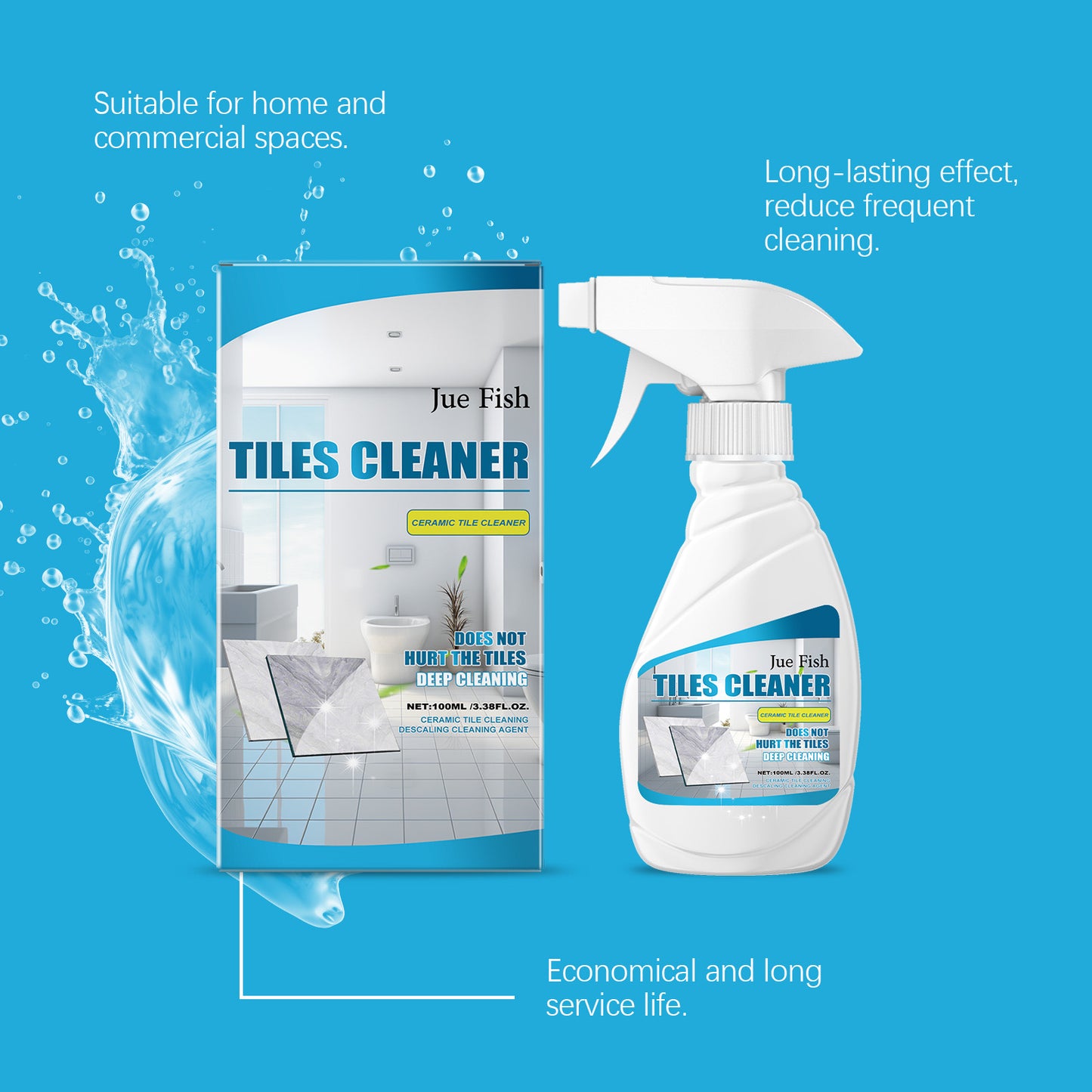 Jue-Fish Tile Cleaner Bathroom Tile Floor Marble Bright Powerful Dirt Remover