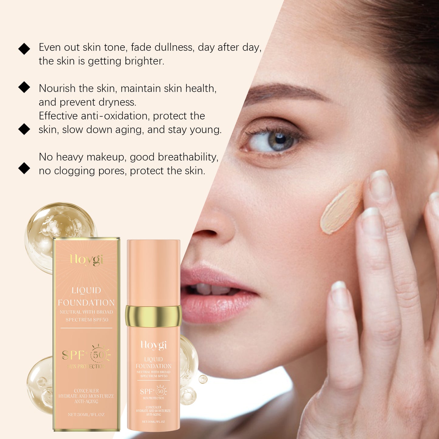 Hoygi Temperature Changing Concealer Foundation Moisturizing, refreshing, lightweight, non-cakey concealer, hydrating, long-lasting foundation