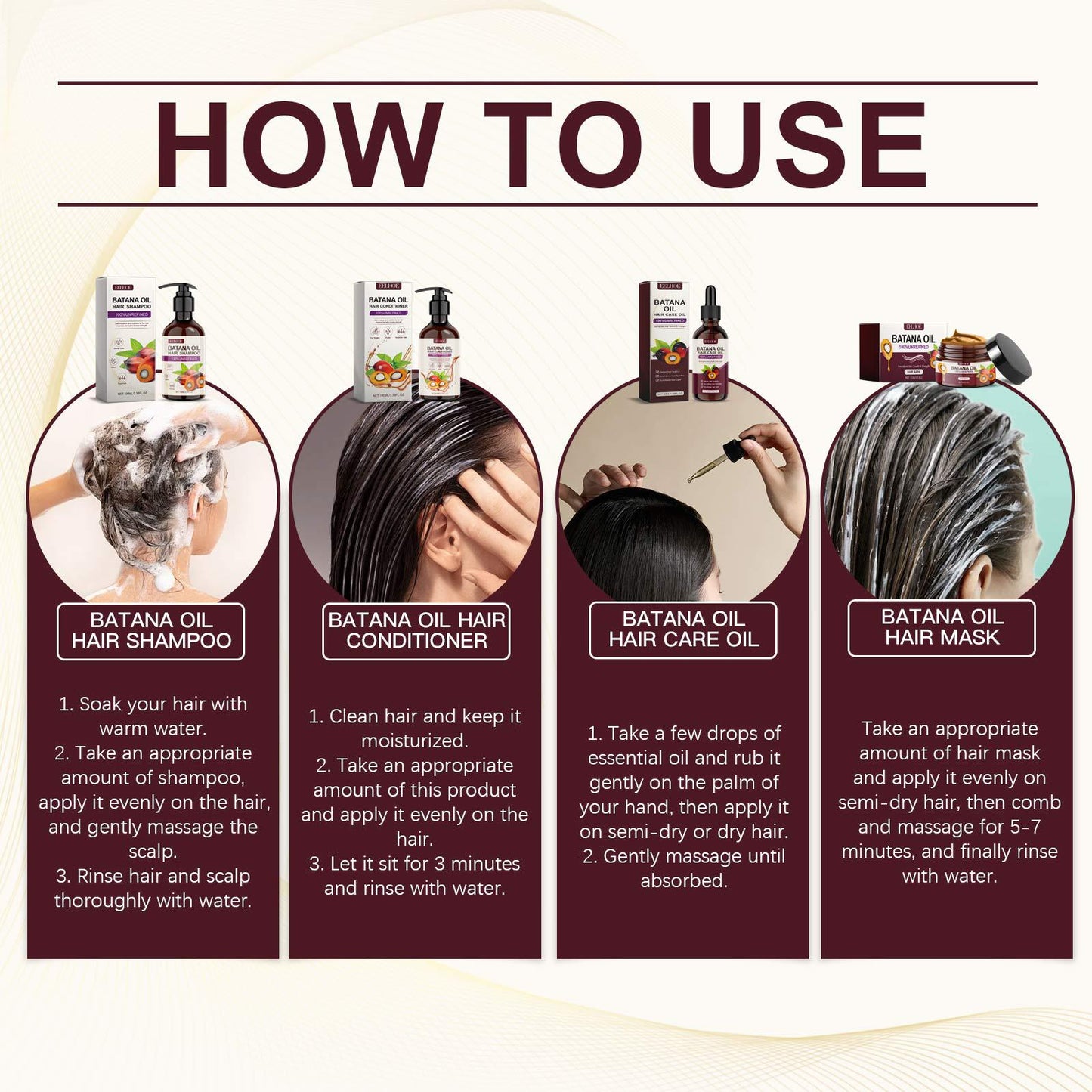 EELHOE Batahna Oil Volumizing Hair Care Set Repair frizzy hair texture, nourish hair, smooth hair care