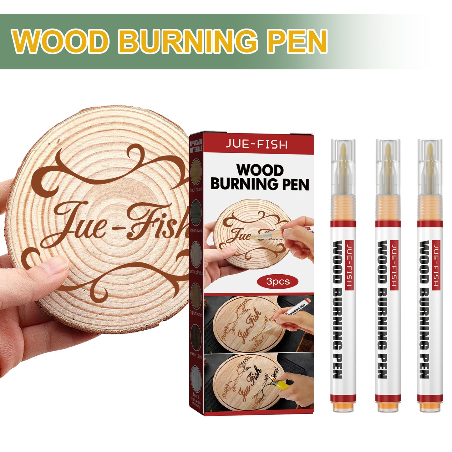 Jue-Fish Wood Burning Pen Set Wooden Markers for Children DIY Pyrography Pen Wood Burning Marker Set