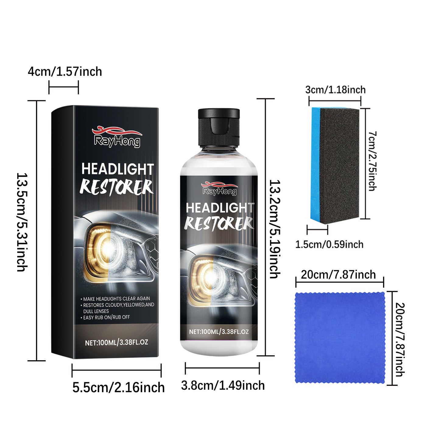 Rayhong Car Headlight Restoration Polishing Liquid Car Headlight Scratch Repair Renovation Maintenance Brightening Coating Polishing Liquid